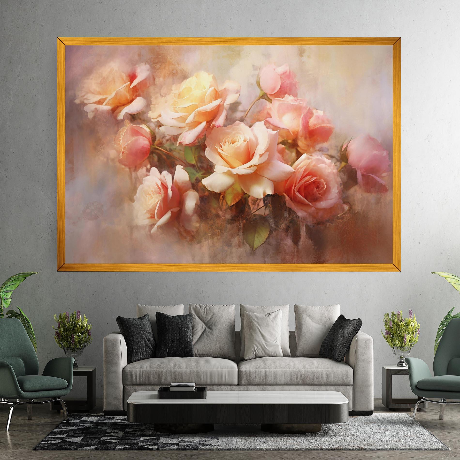 Картина на платно Roses Bouquet Painting mockup 7