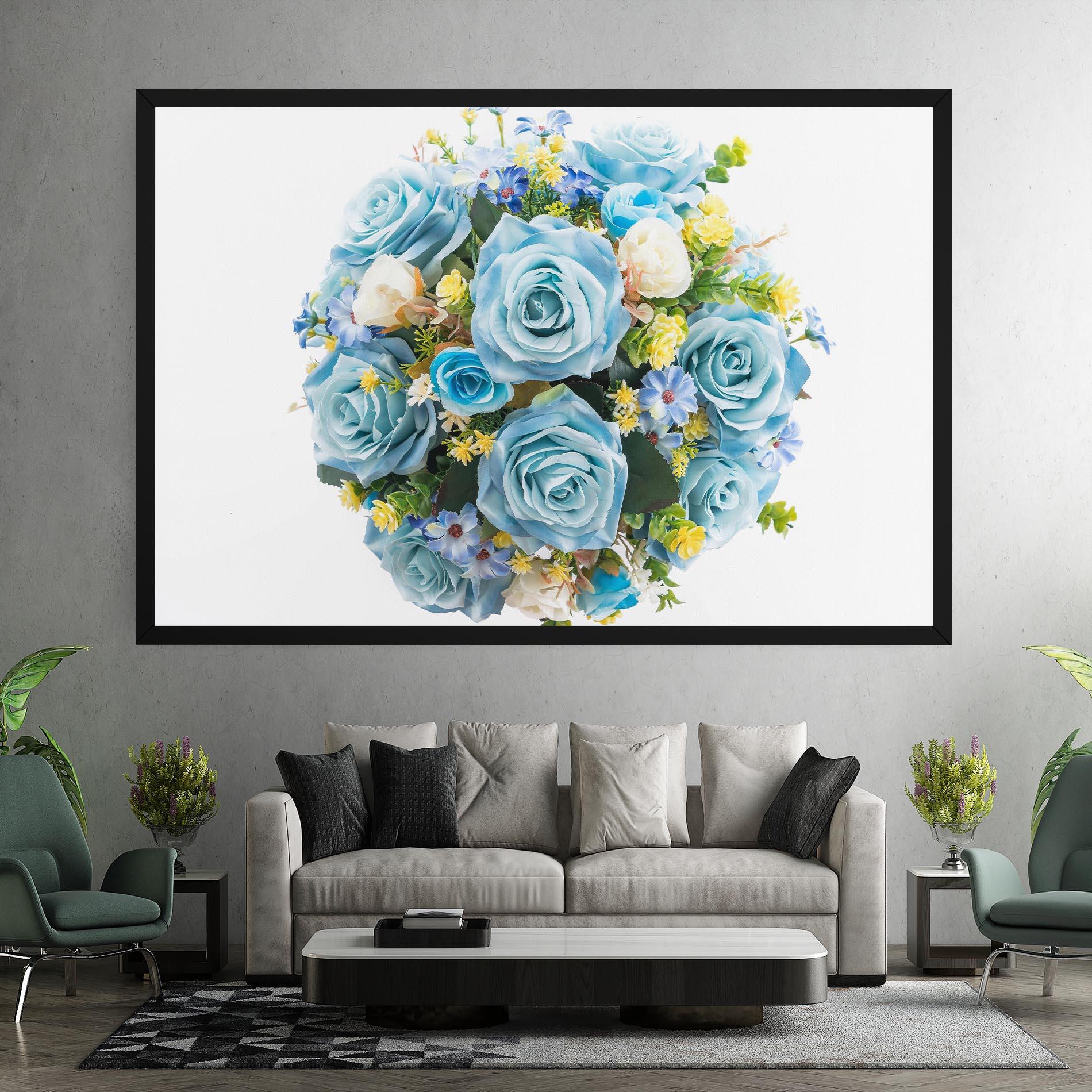 Картина на платно Blue Roses Bouquet mockup 7
