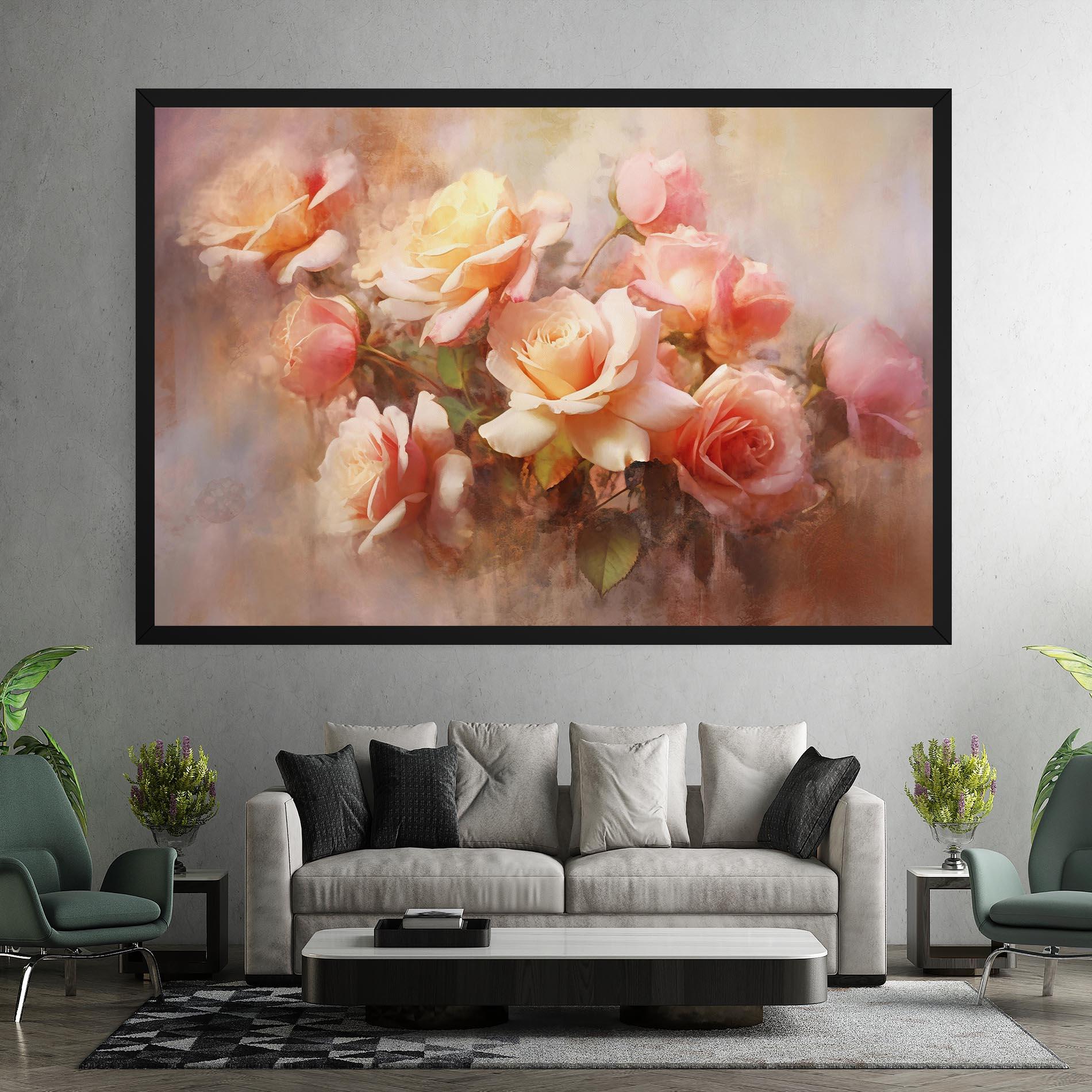 Картина на платно Roses Bouquet Painting mockup 7