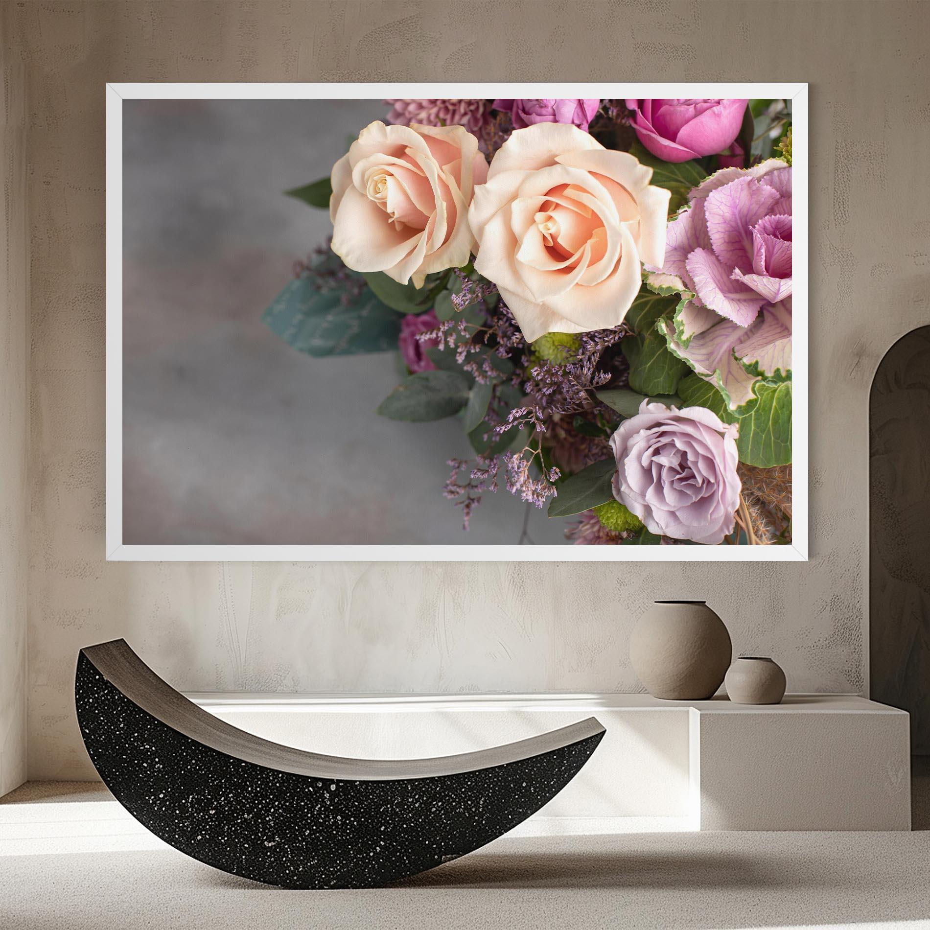 Картина на платно Cream Purple Bouquet mockup 8