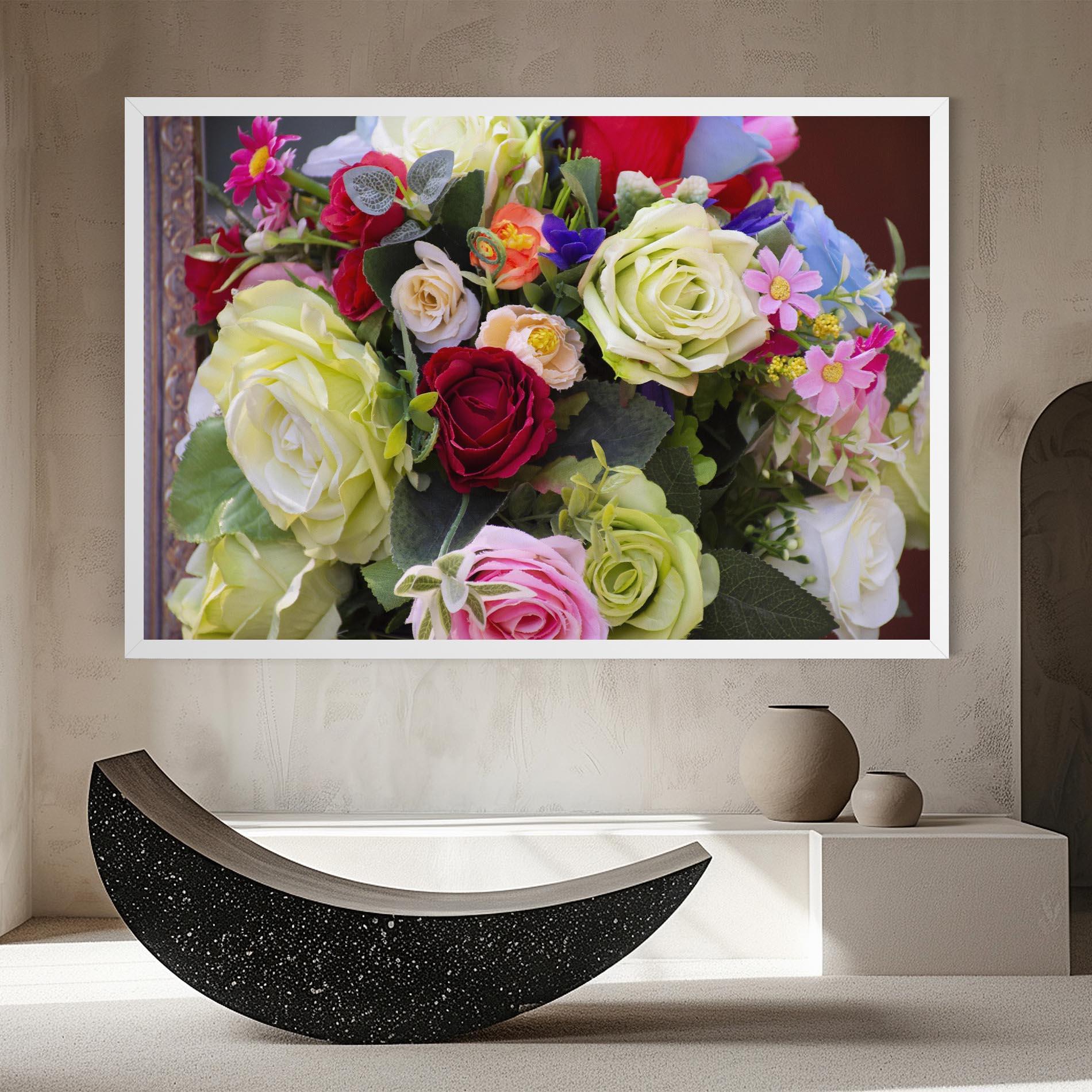 Картина на платно Mixed Roses Bouquet mockup 8