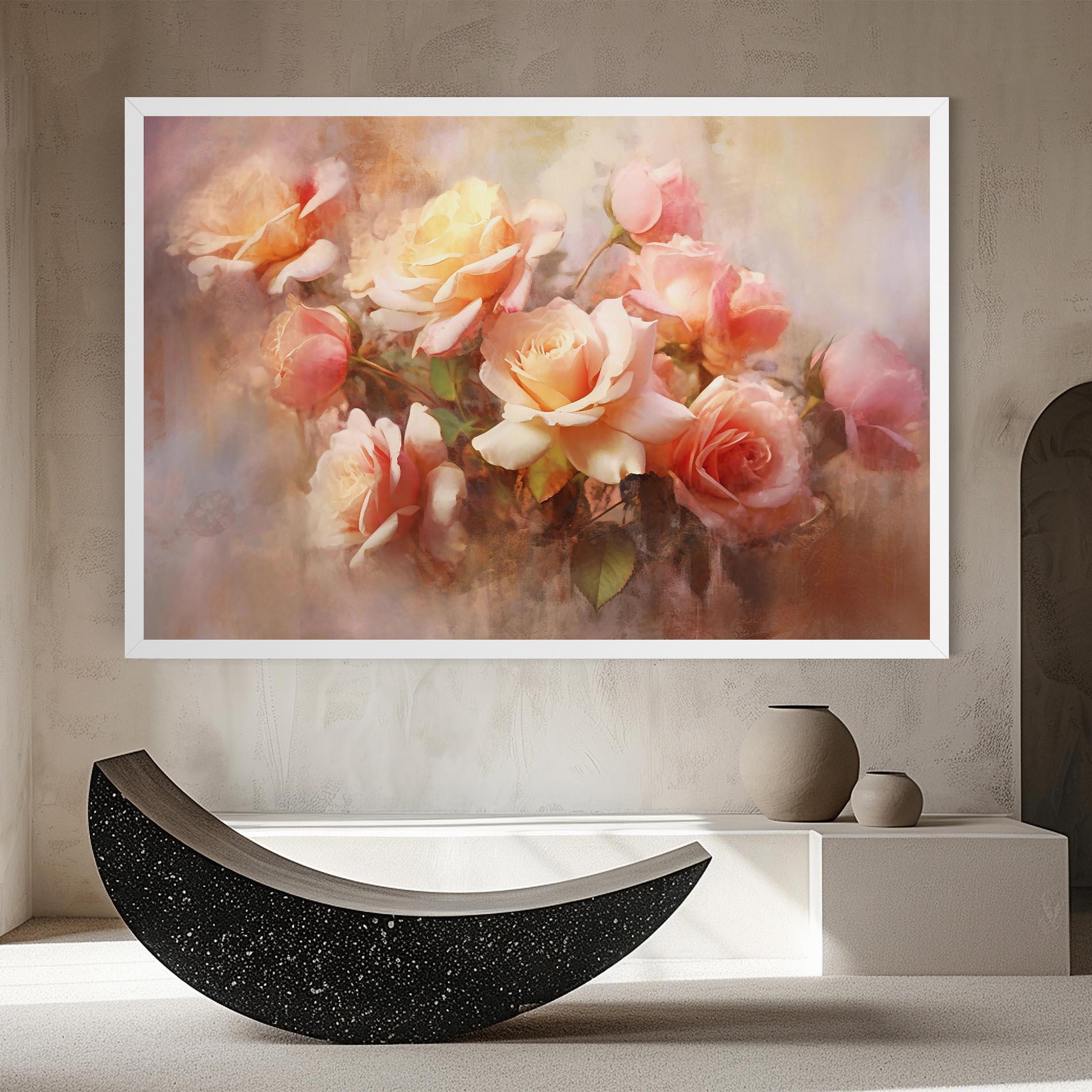 Картина на платно Roses Bouquet Painting mockup 8