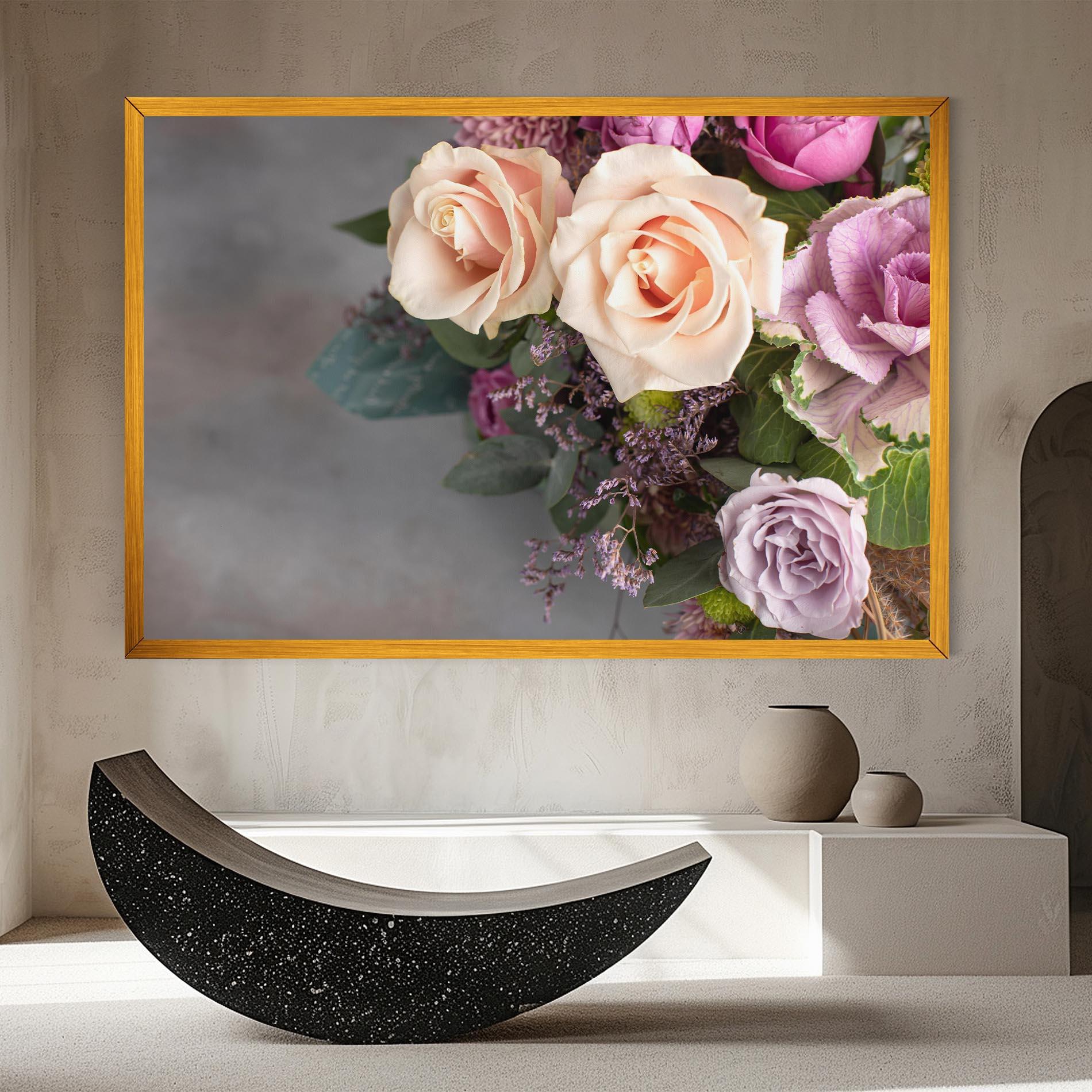 Картина на платно Cream Purple Bouquet mockup 8