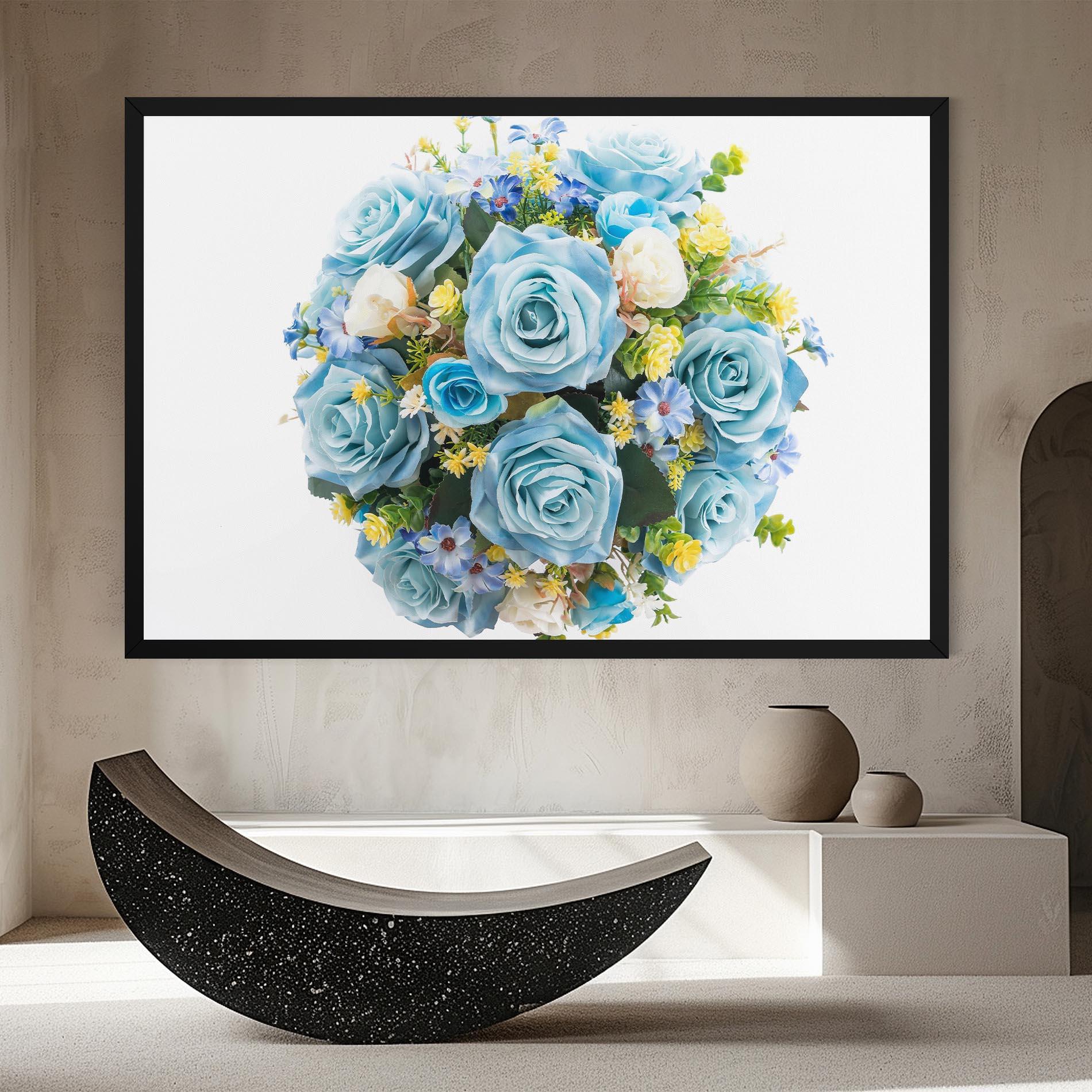 Картина на платно Blue Roses Bouquet mockup 8