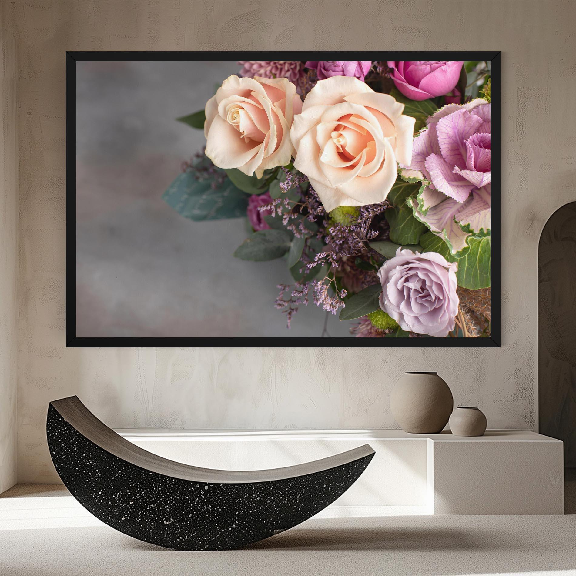 Картина на платно Cream Purple Bouquet mockup 8