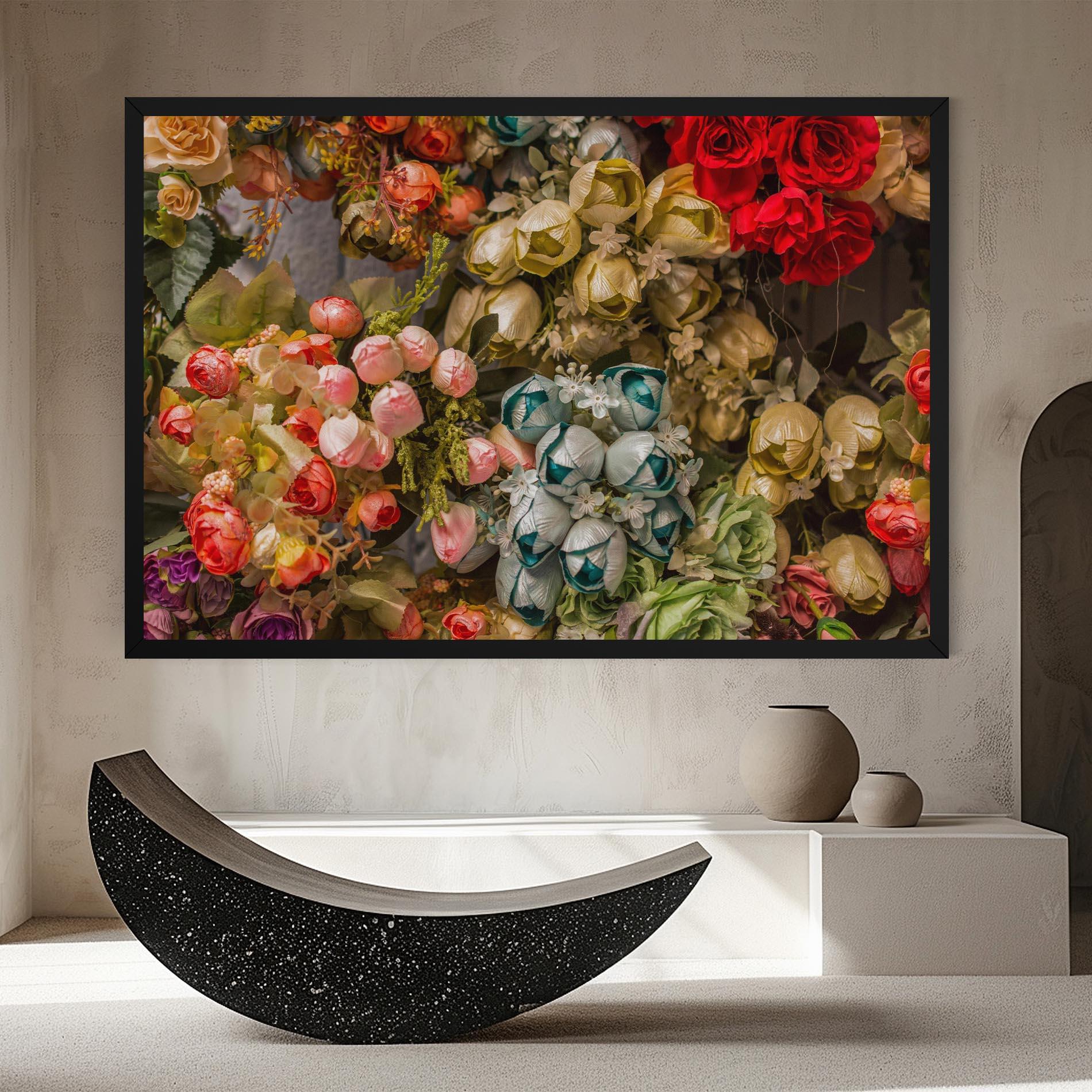 Картина на платно Fake Flowers Wall mockup 8