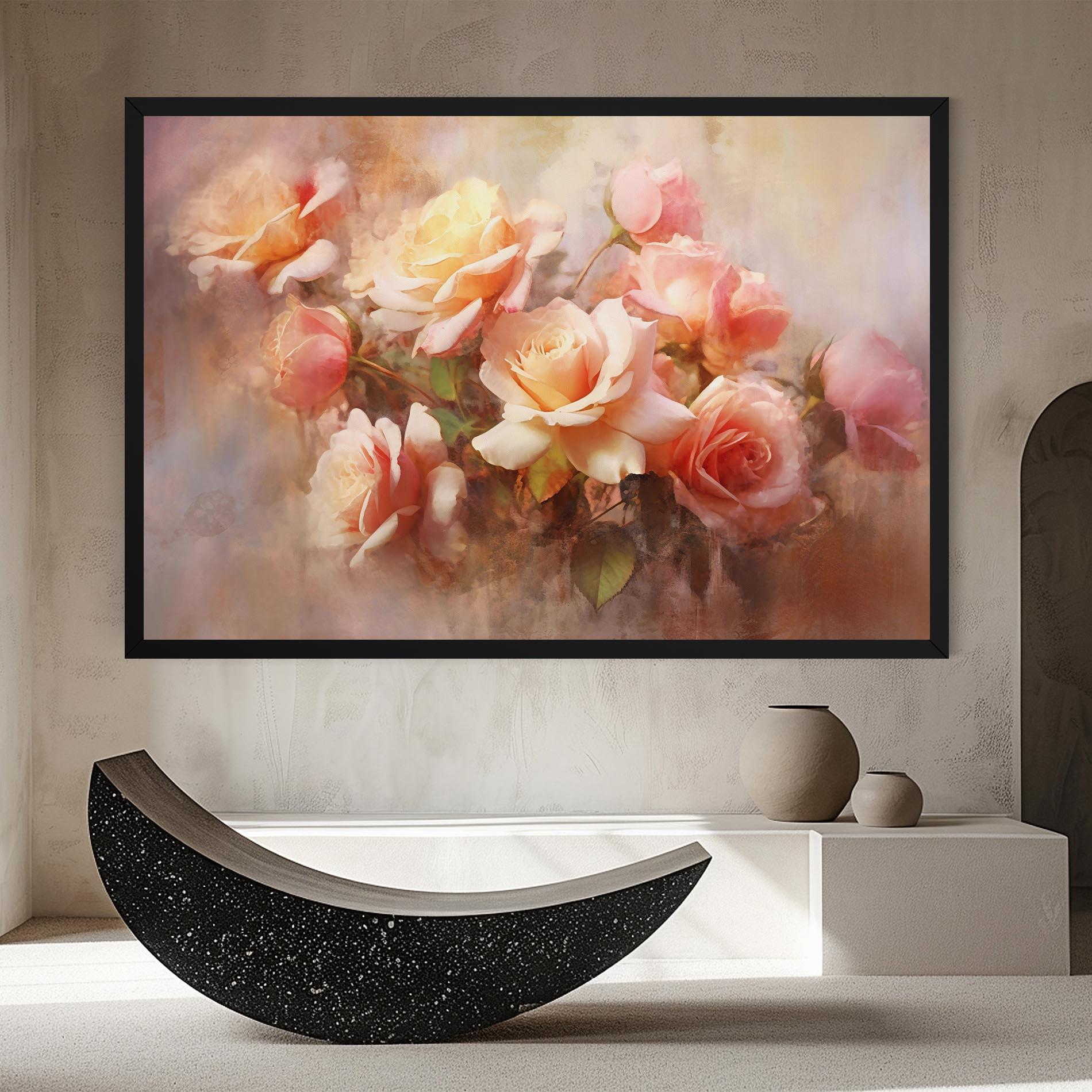 Картина на платно Roses Bouquet Painting mockup 8