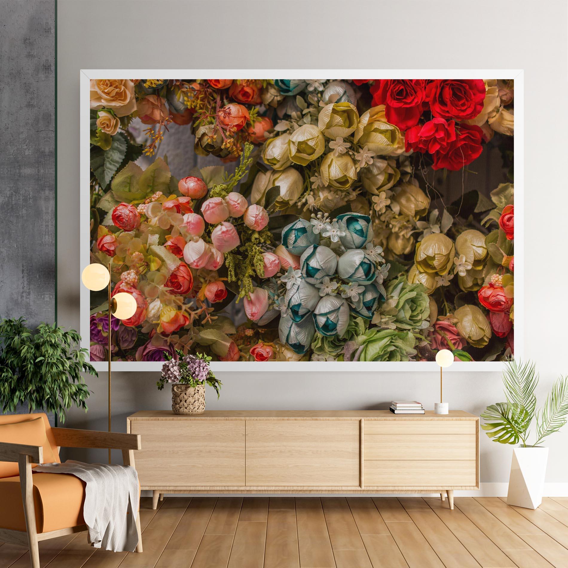 Картина на платно Fake Flowers Wall mockup 9
