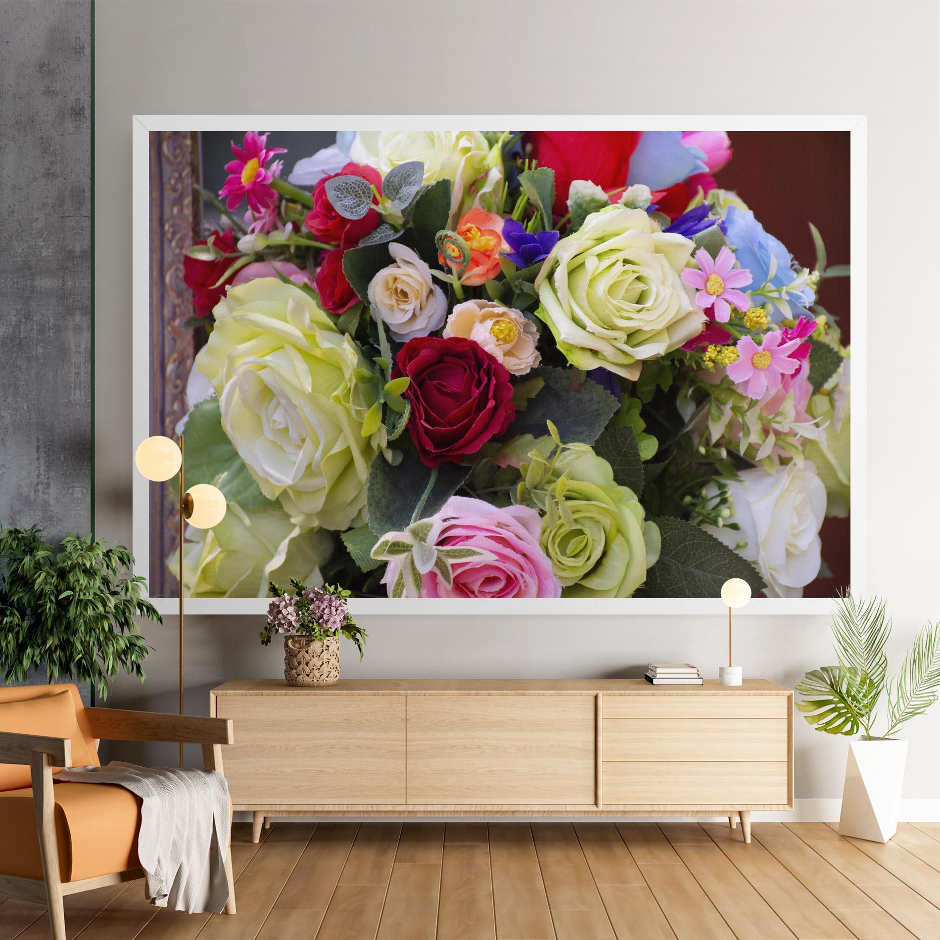 Картина на платно Mixed Roses Bouquet mockup 9