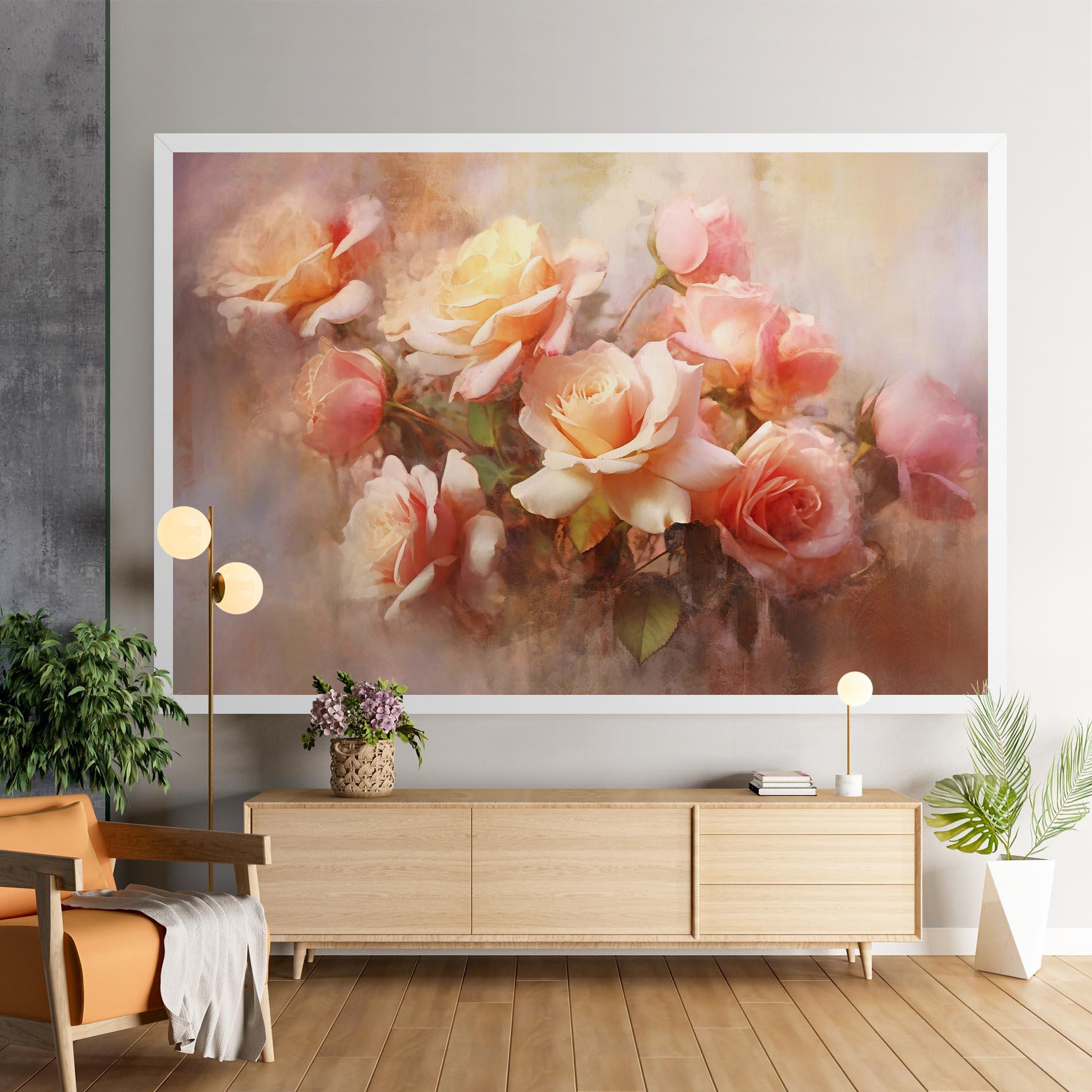 Картина на платно Roses Bouquet Painting mockup 9