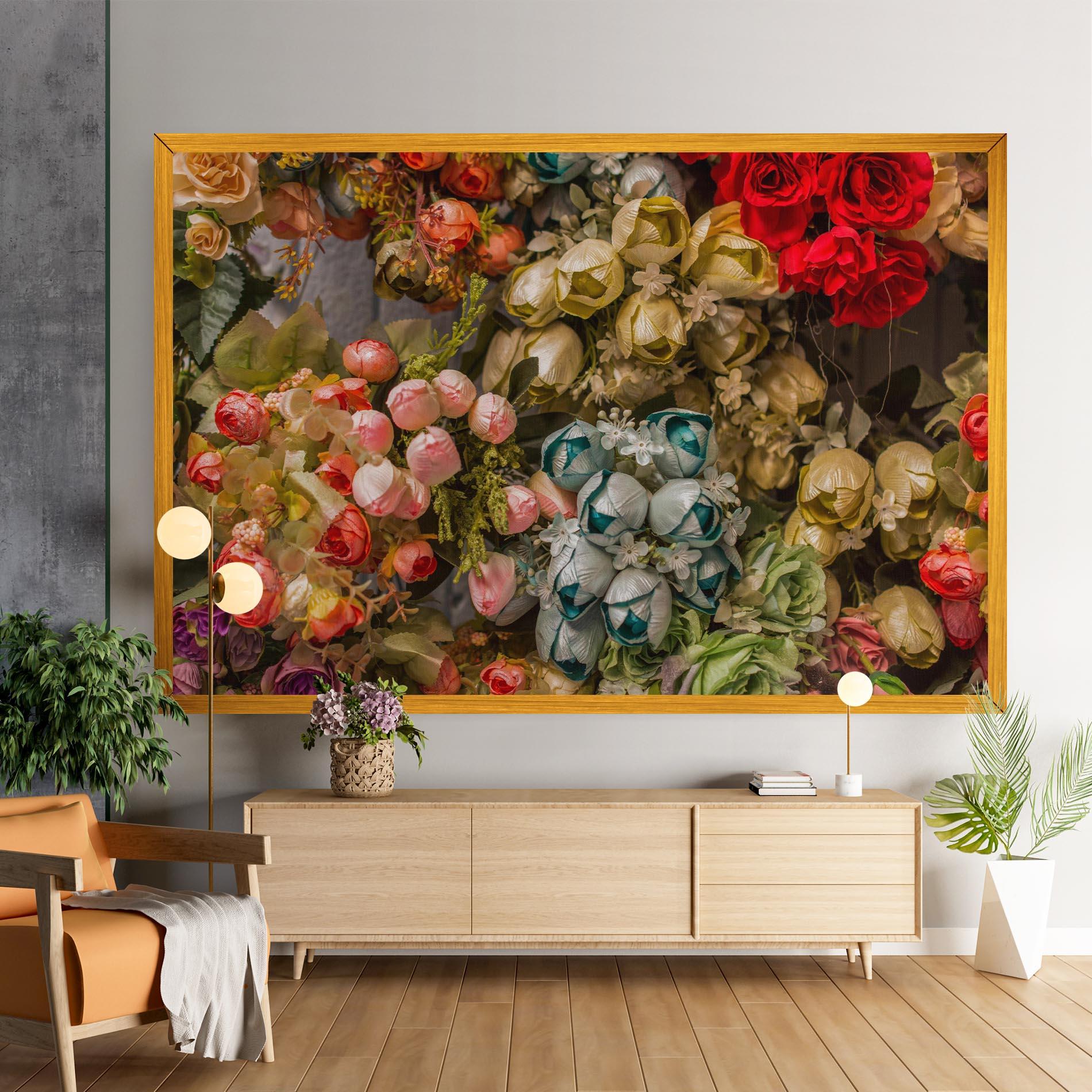 Картина на платно Fake Flowers Wall mockup 9