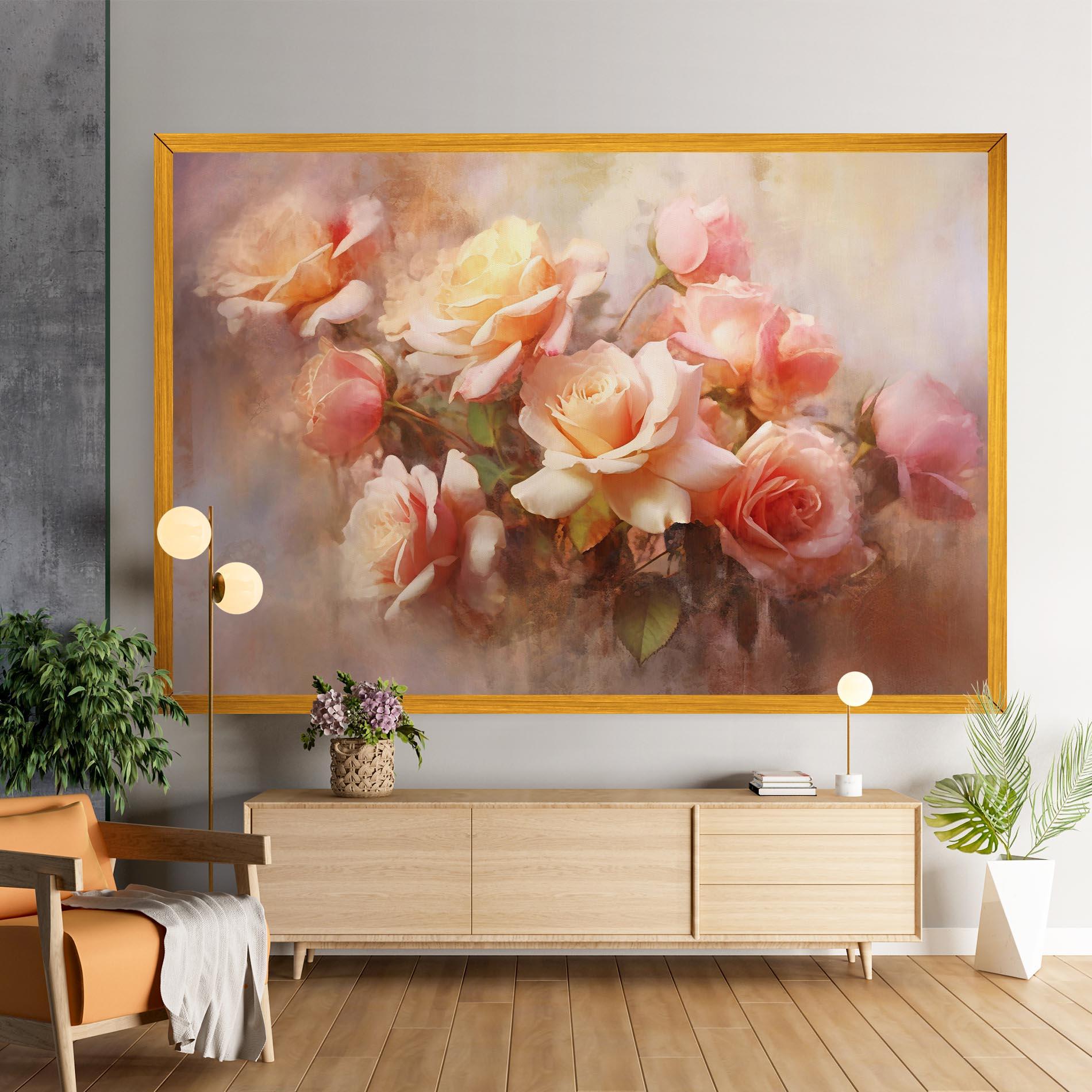 Картина на платно Roses Bouquet Painting mockup 9