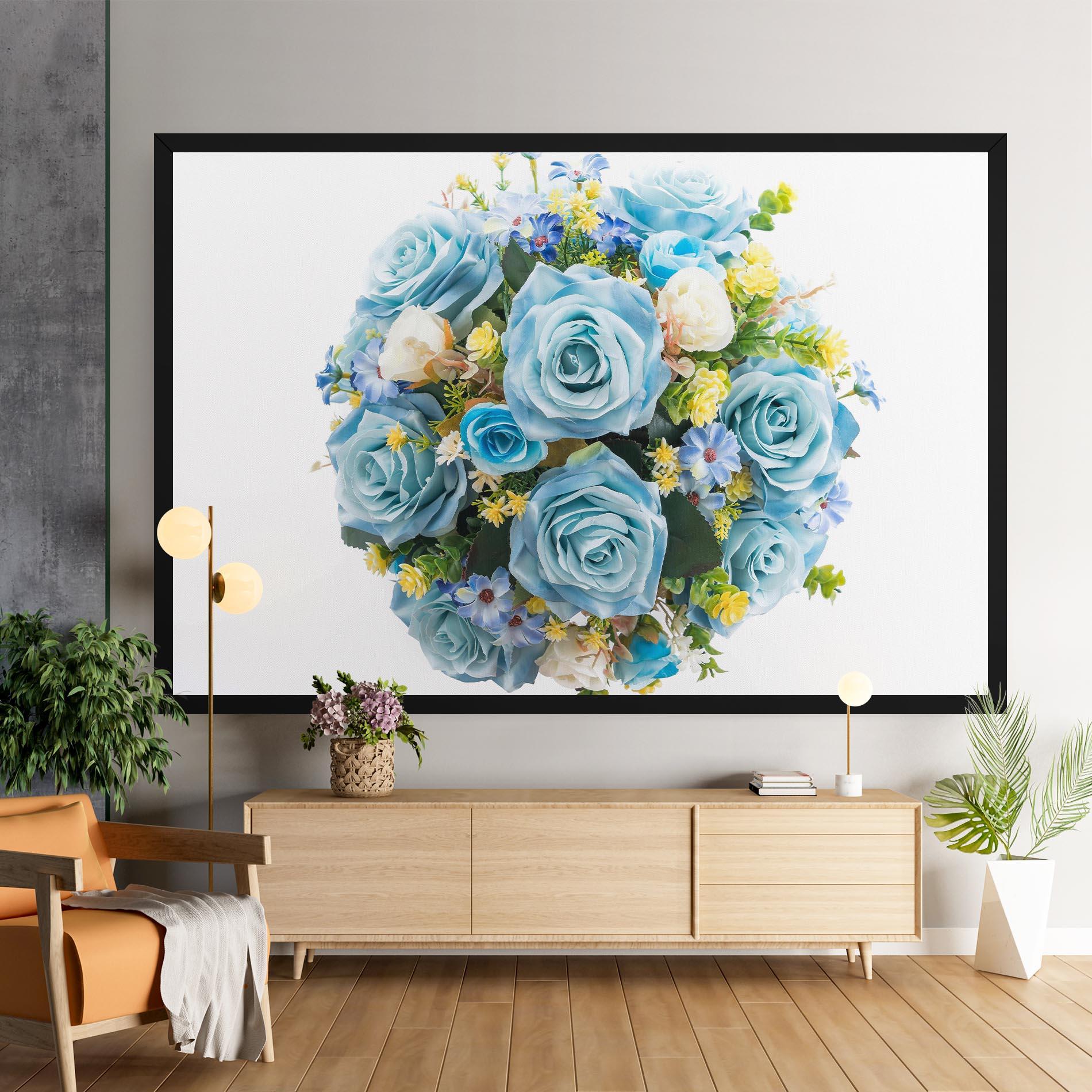 Картина на платно Blue Roses Bouquet mockup 9