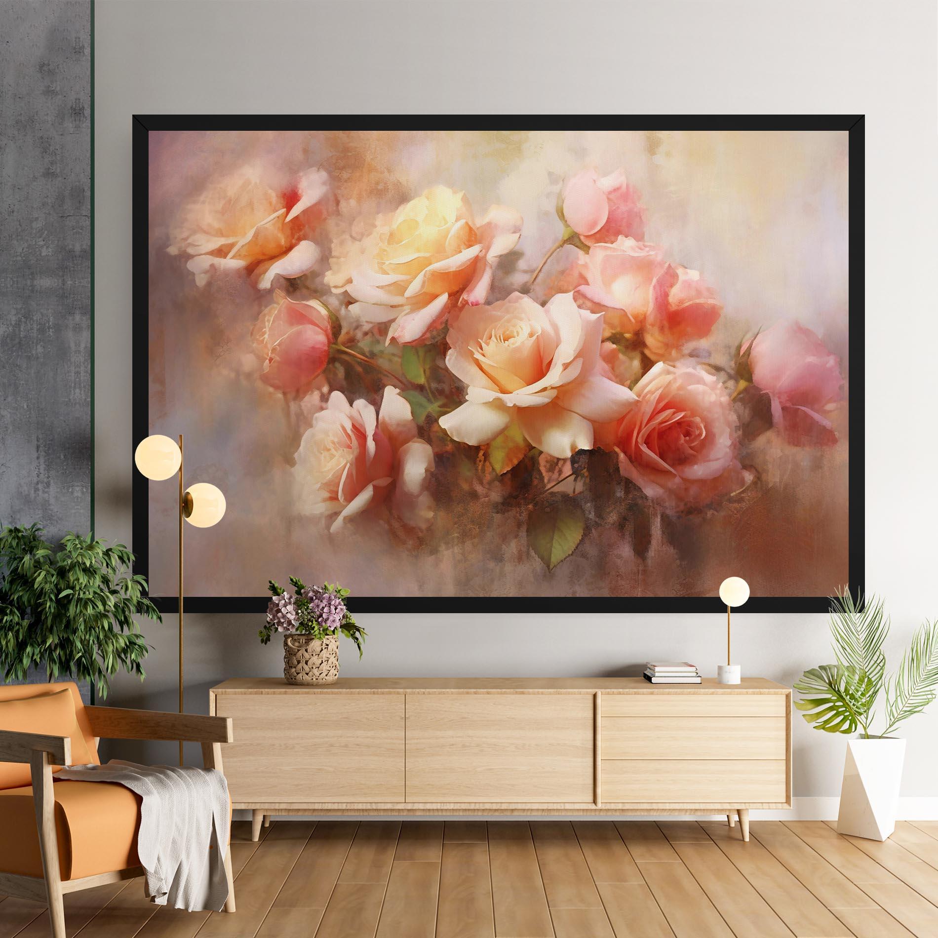 Картина на платно Roses Bouquet Painting mockup 9