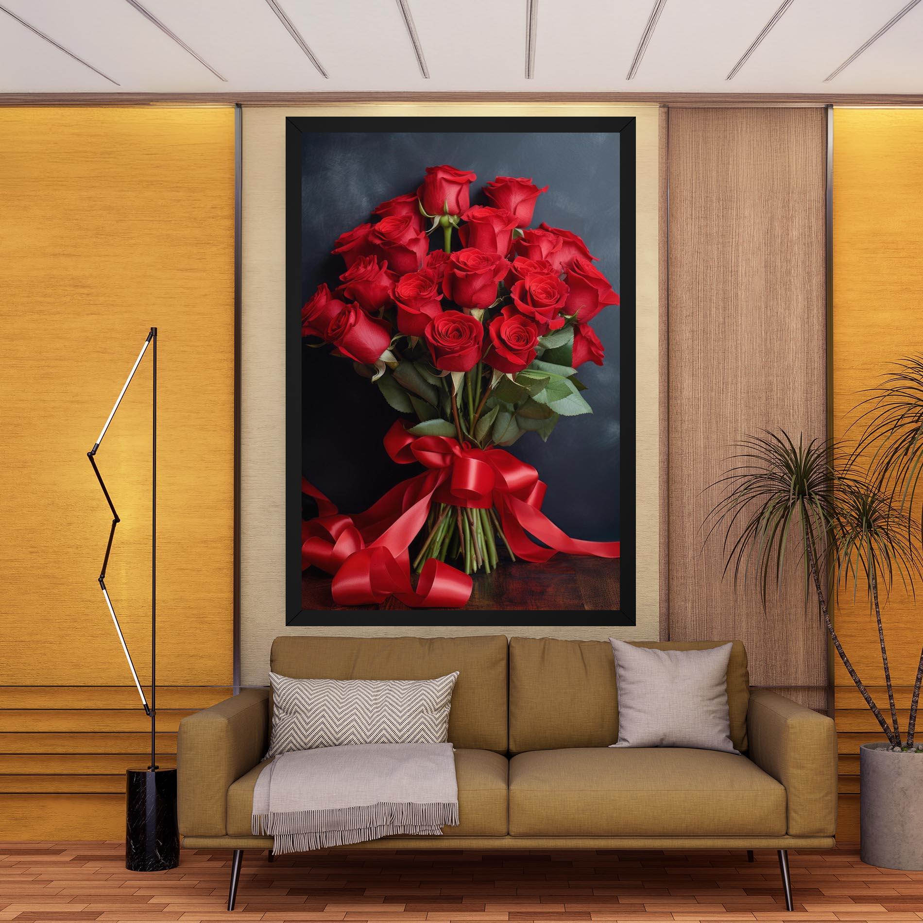 Картина на платно Beautiful Red Roses Bouquet mockup 9