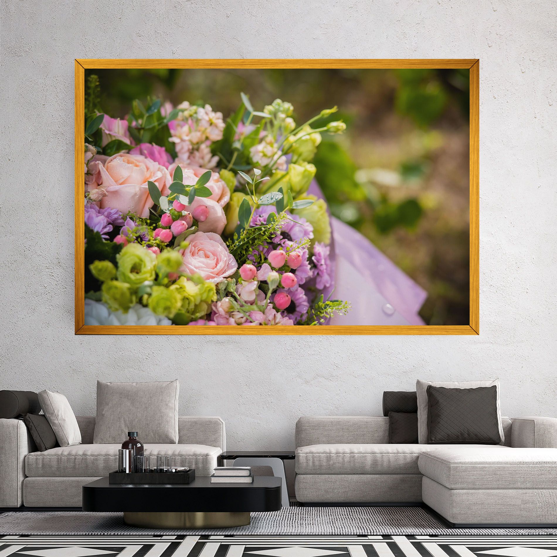 Green Pink Bouquet mockup 2