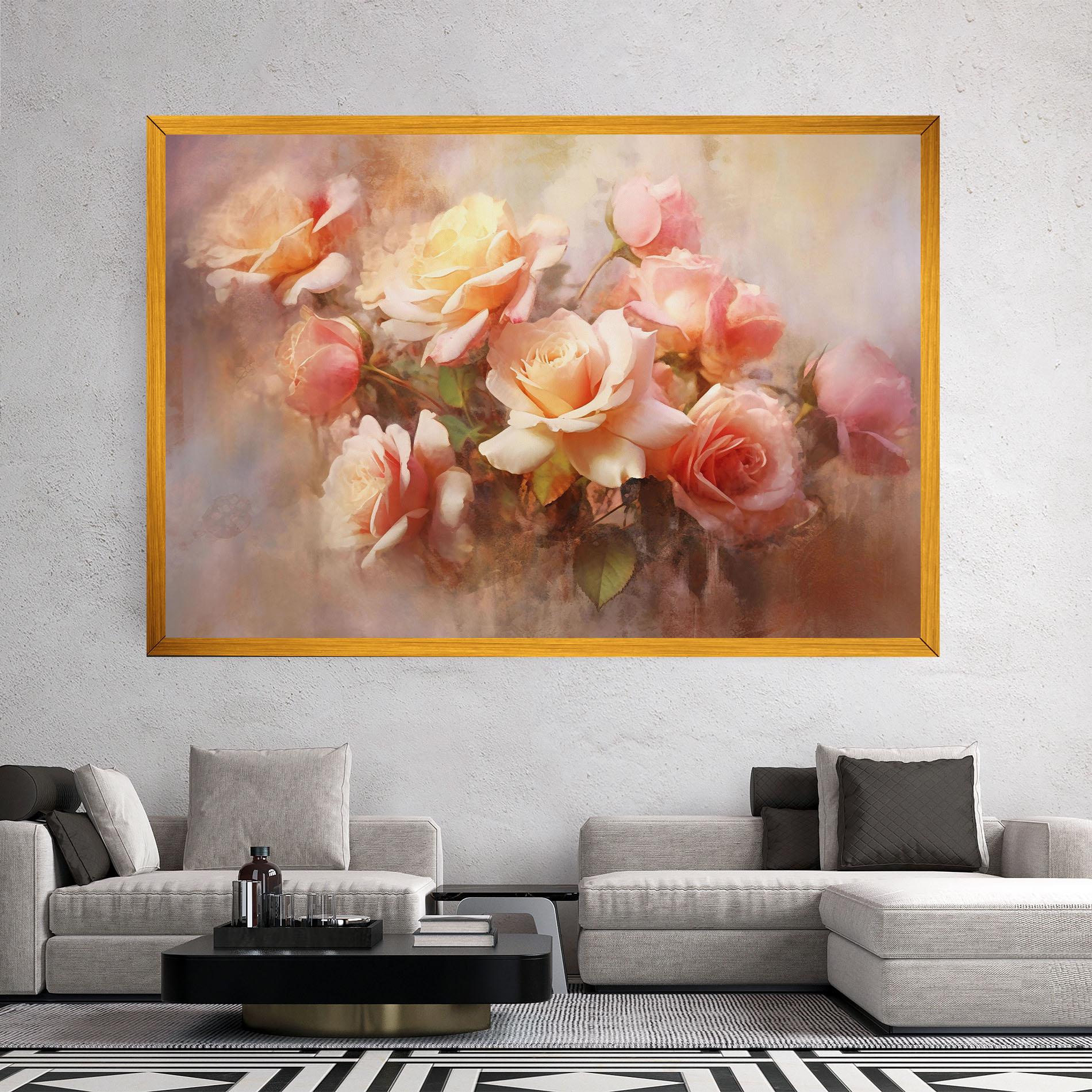 Картина на платно Roses Bouquet Painting mockup 2