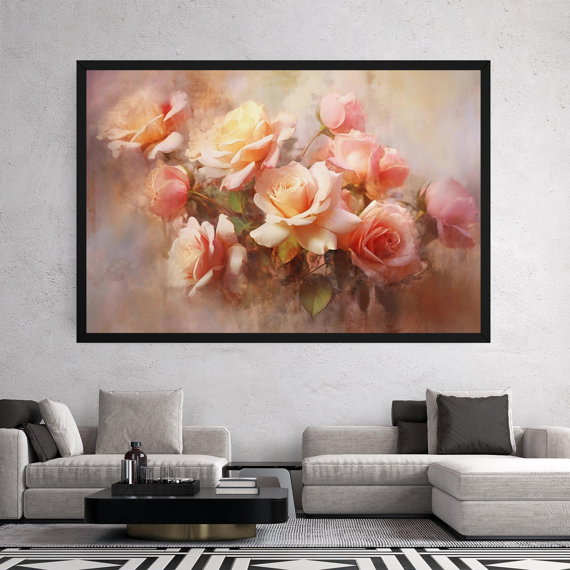 Картина на платно Roses Bouquet Painting mockup 2