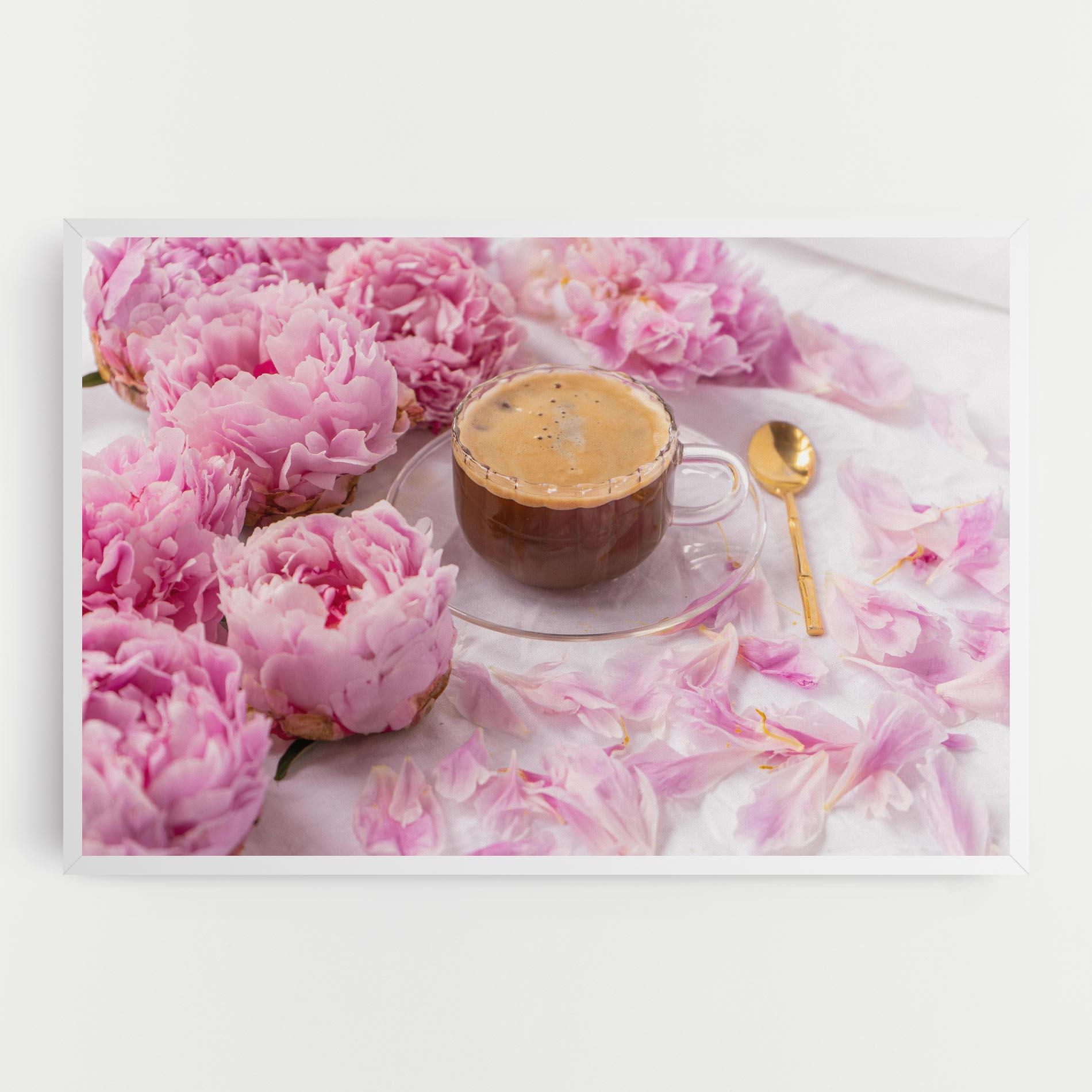 Картина на платно Peony And Coffee mockup 0