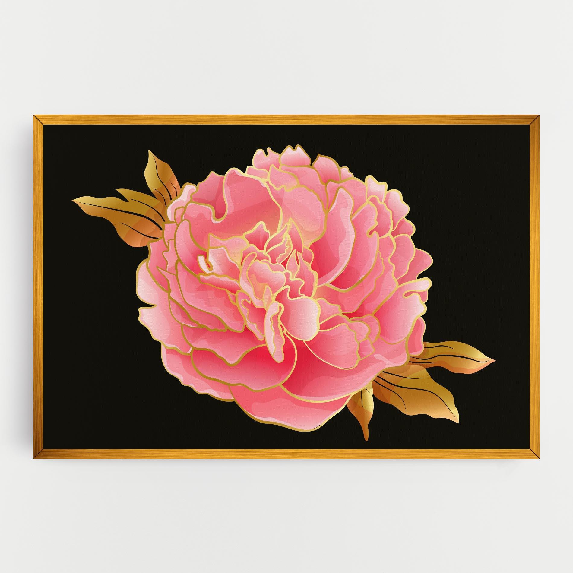 Картина на платно Gold Pinkk Peony mockup 0