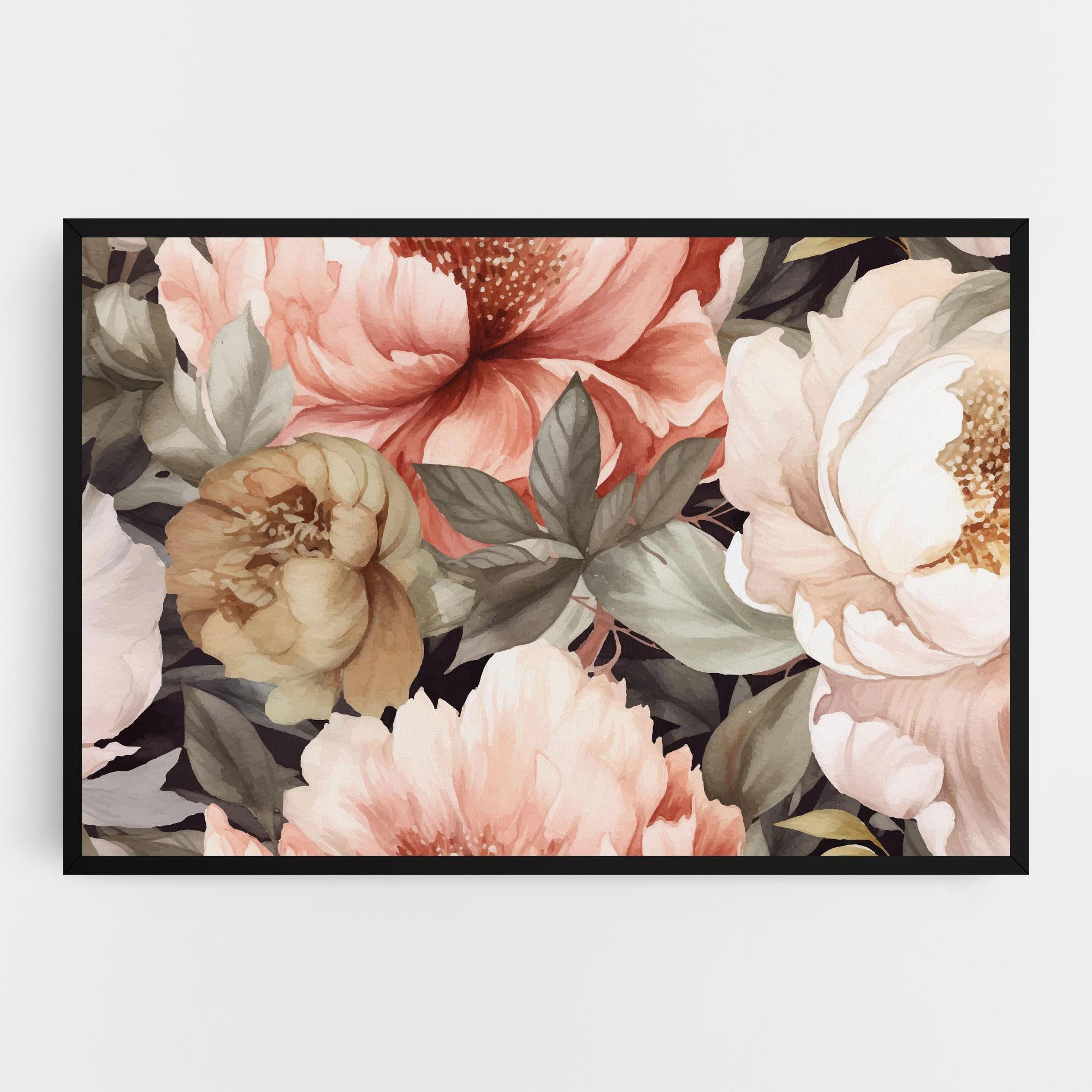 Картина на платно Cream Pink Peony mockup 0