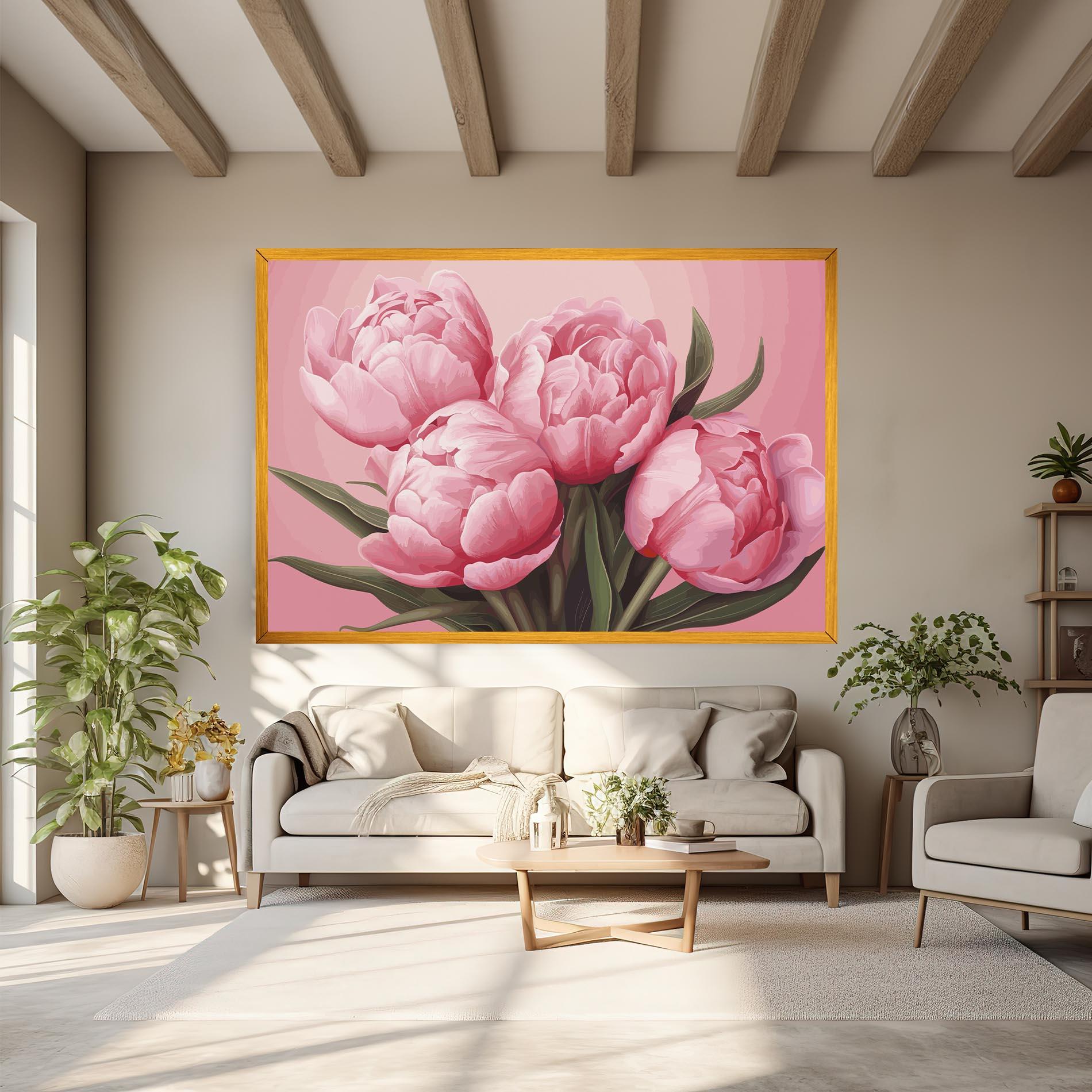 Картина на платно Peony On Pink mockup 6