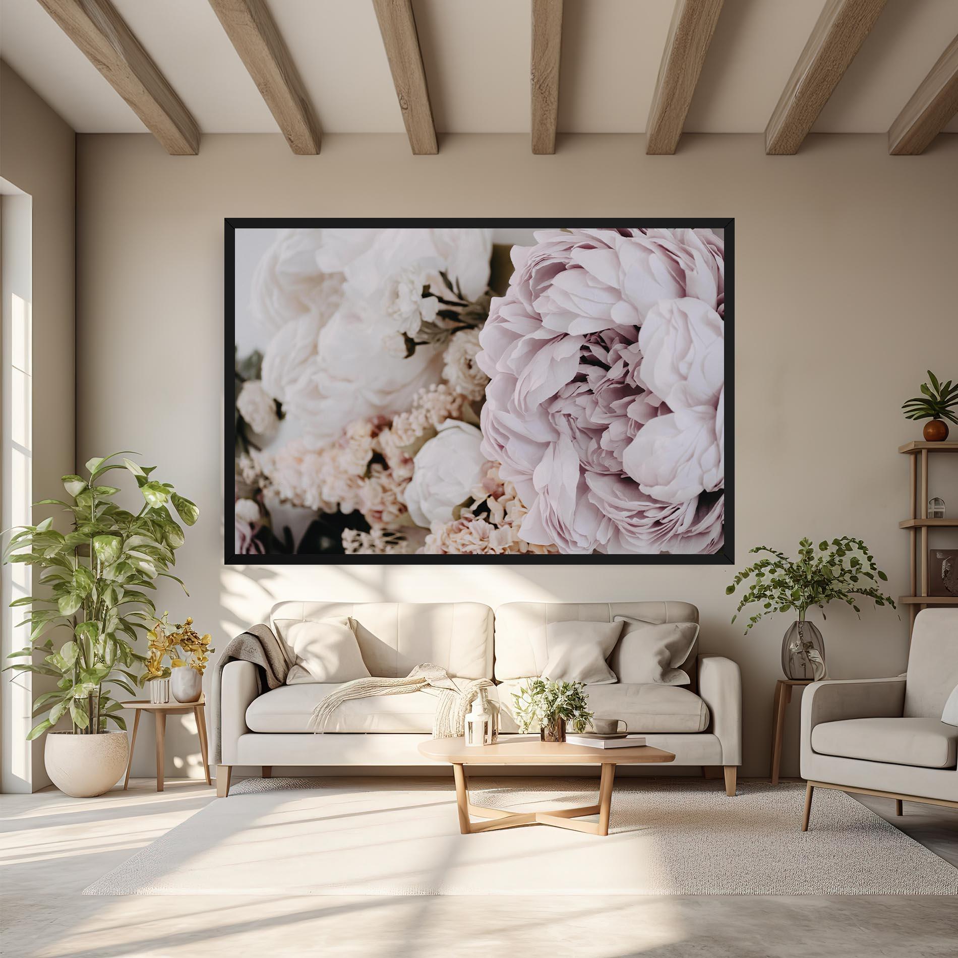 Картина на платно Grey Peony Bouquet mockup 6