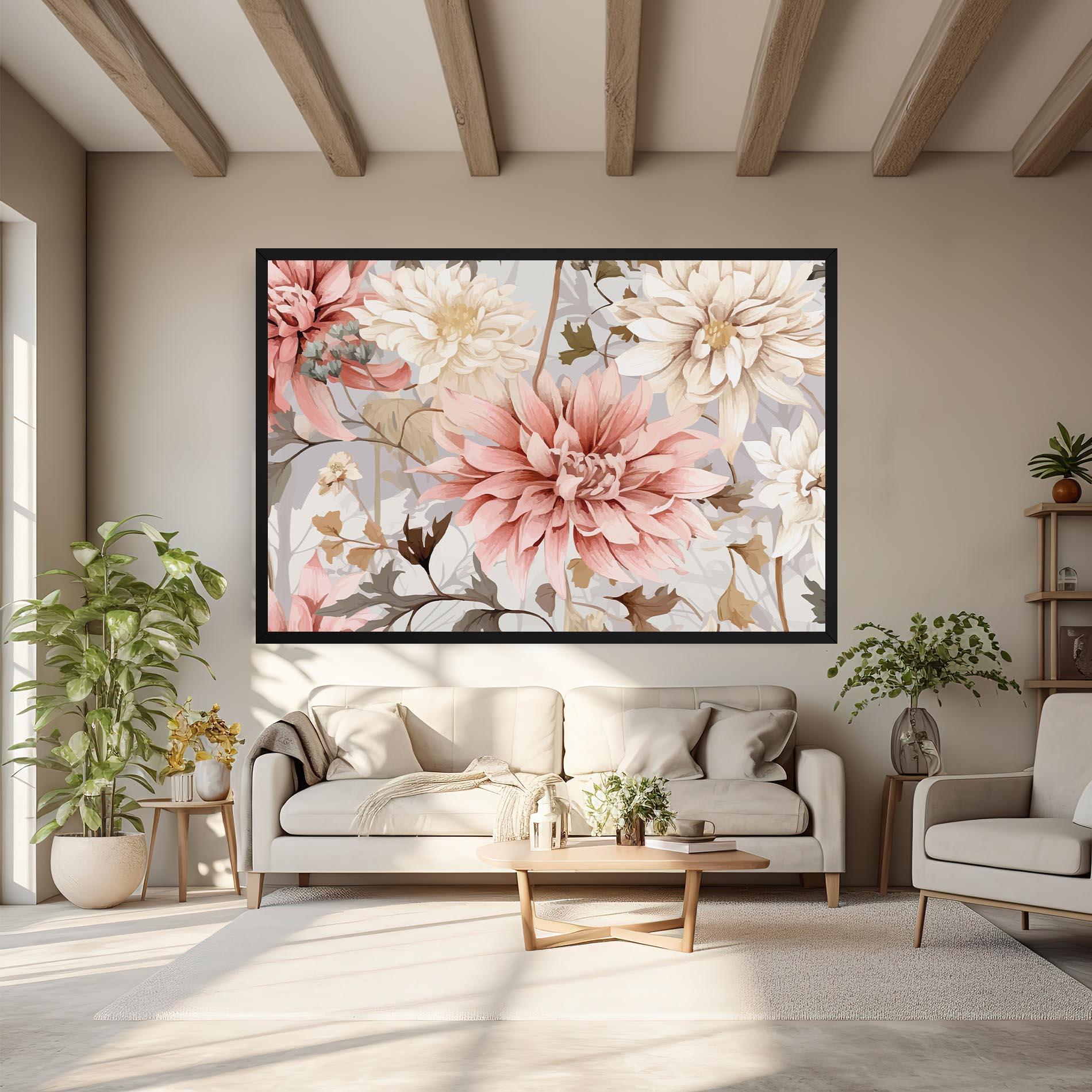 Картина на платно Pink Cream Open Peony mockup 6