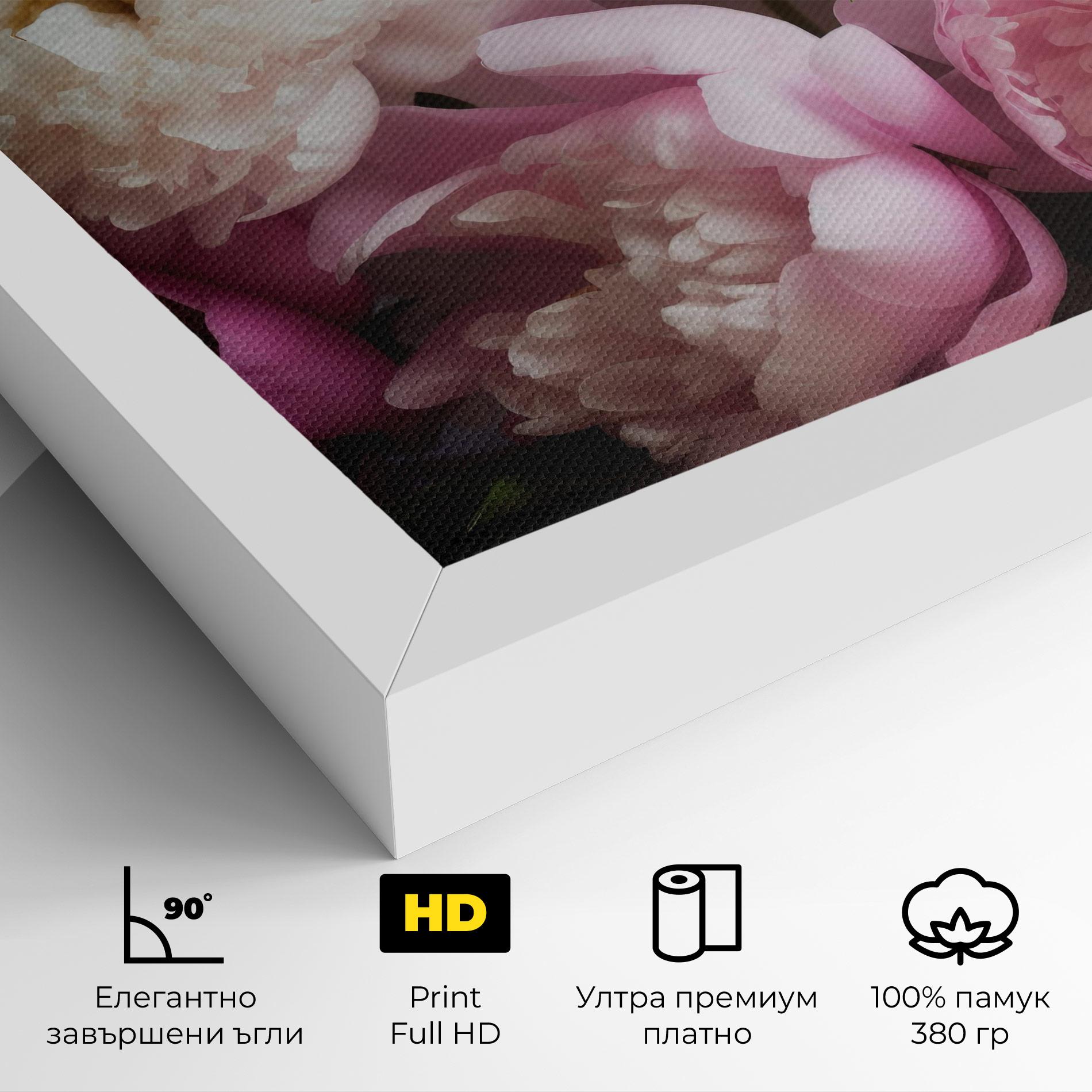 Картина на платно Peonies With Grey mockup 4
