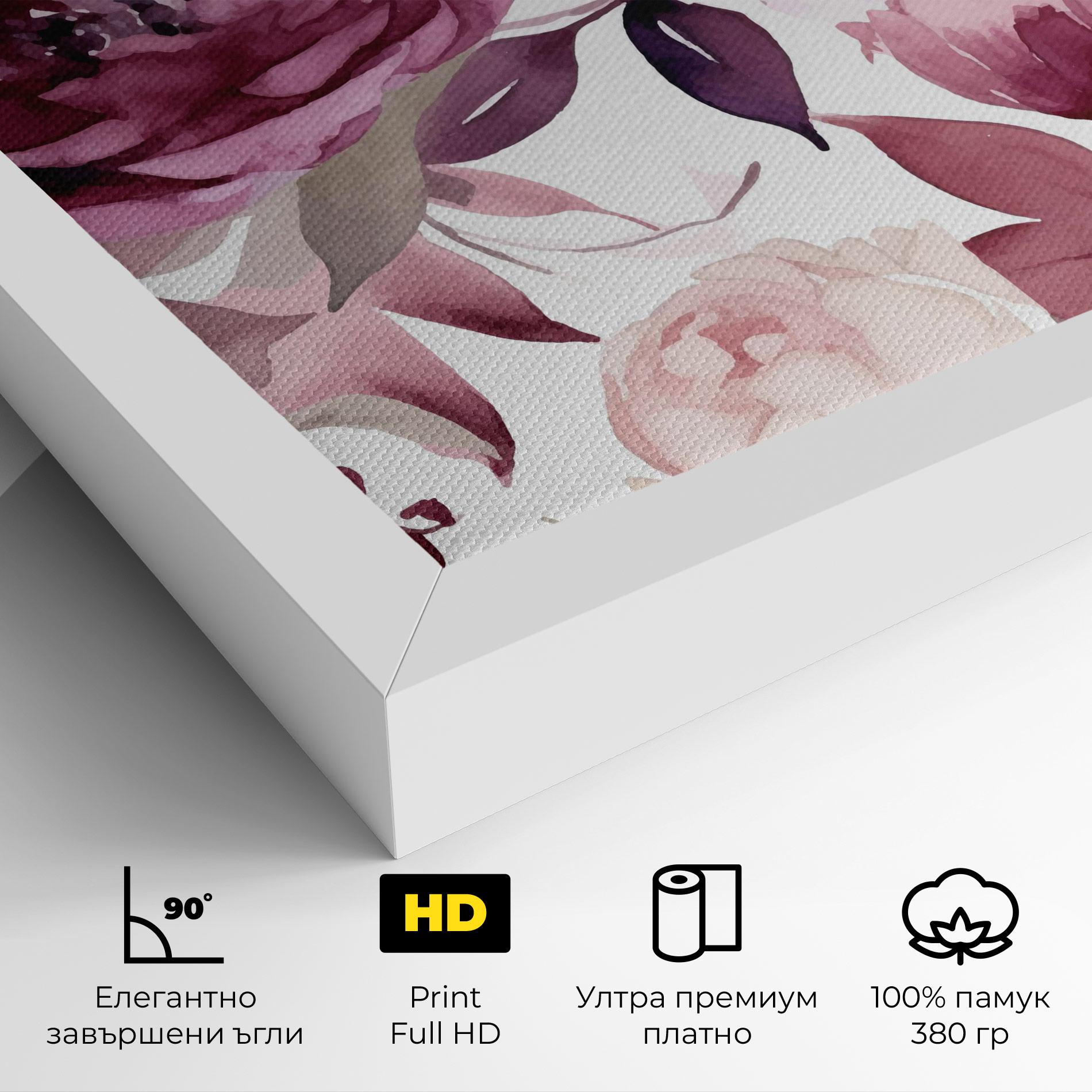 Картина на платно Peony Pink Purple mockup 4