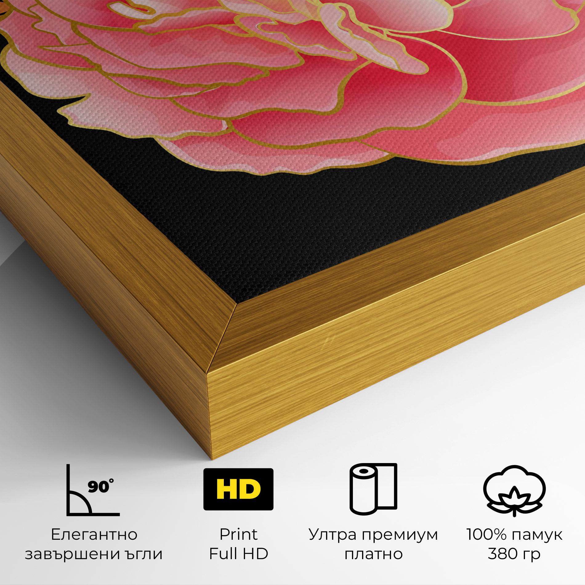 Картина на платно Gold Pinkk Peony mockup 4