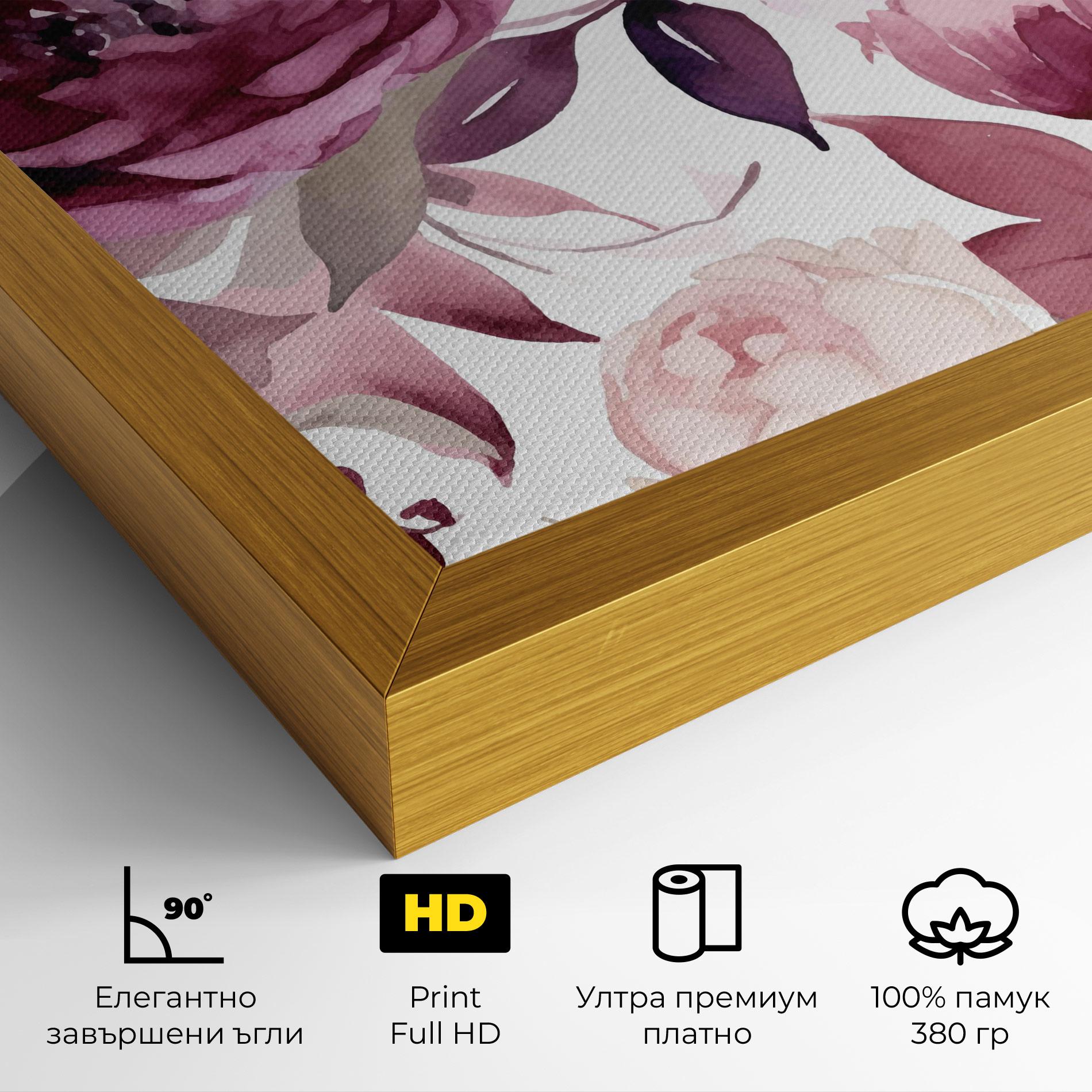 Картина на платно Peony Pink Purple mockup 4