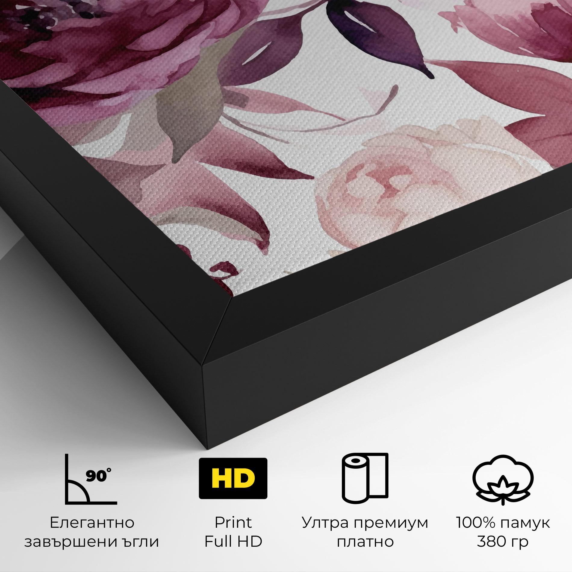 Картина на платно Peony Pink Purple mockup 4