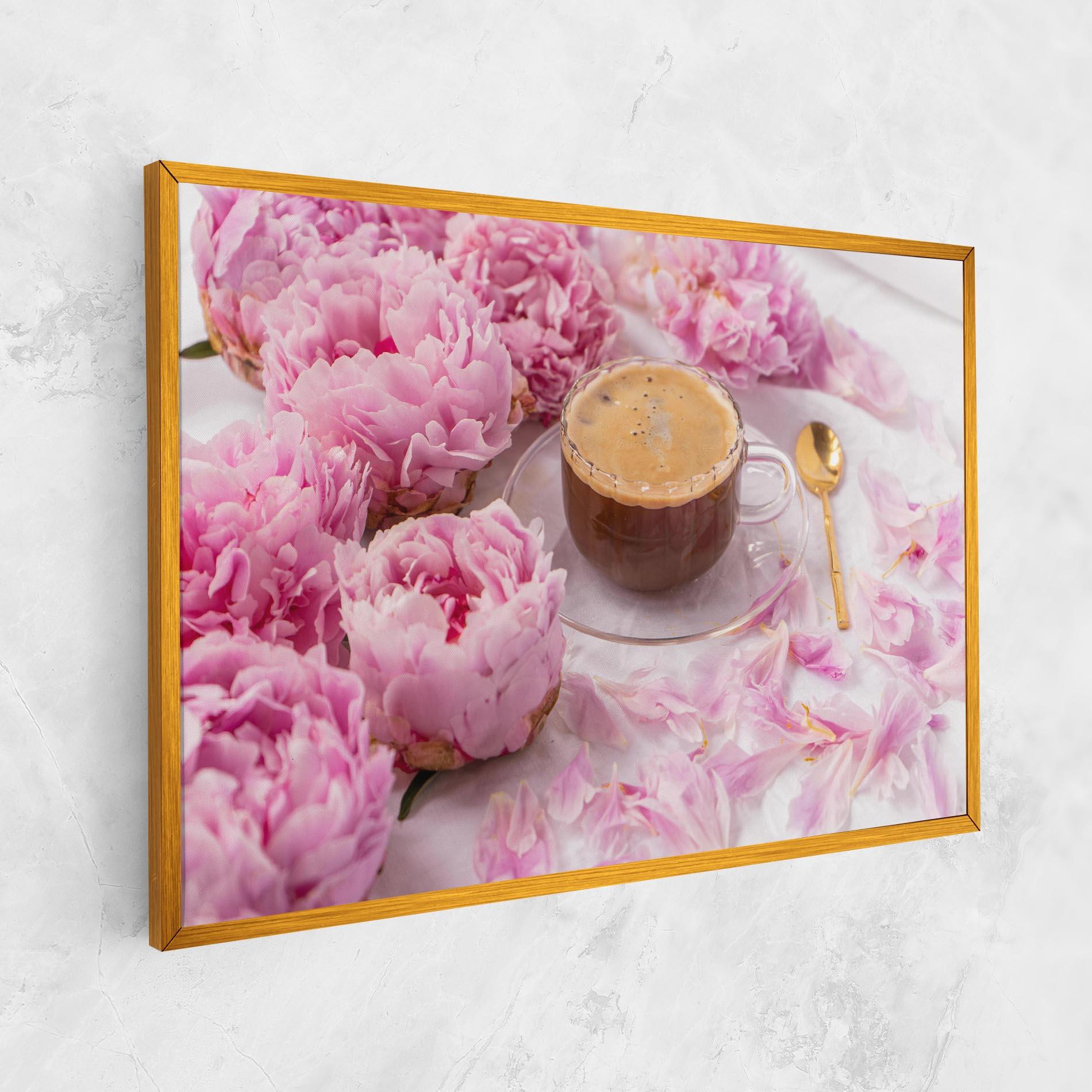 Картина на платно Peony And Coffee mockup 1