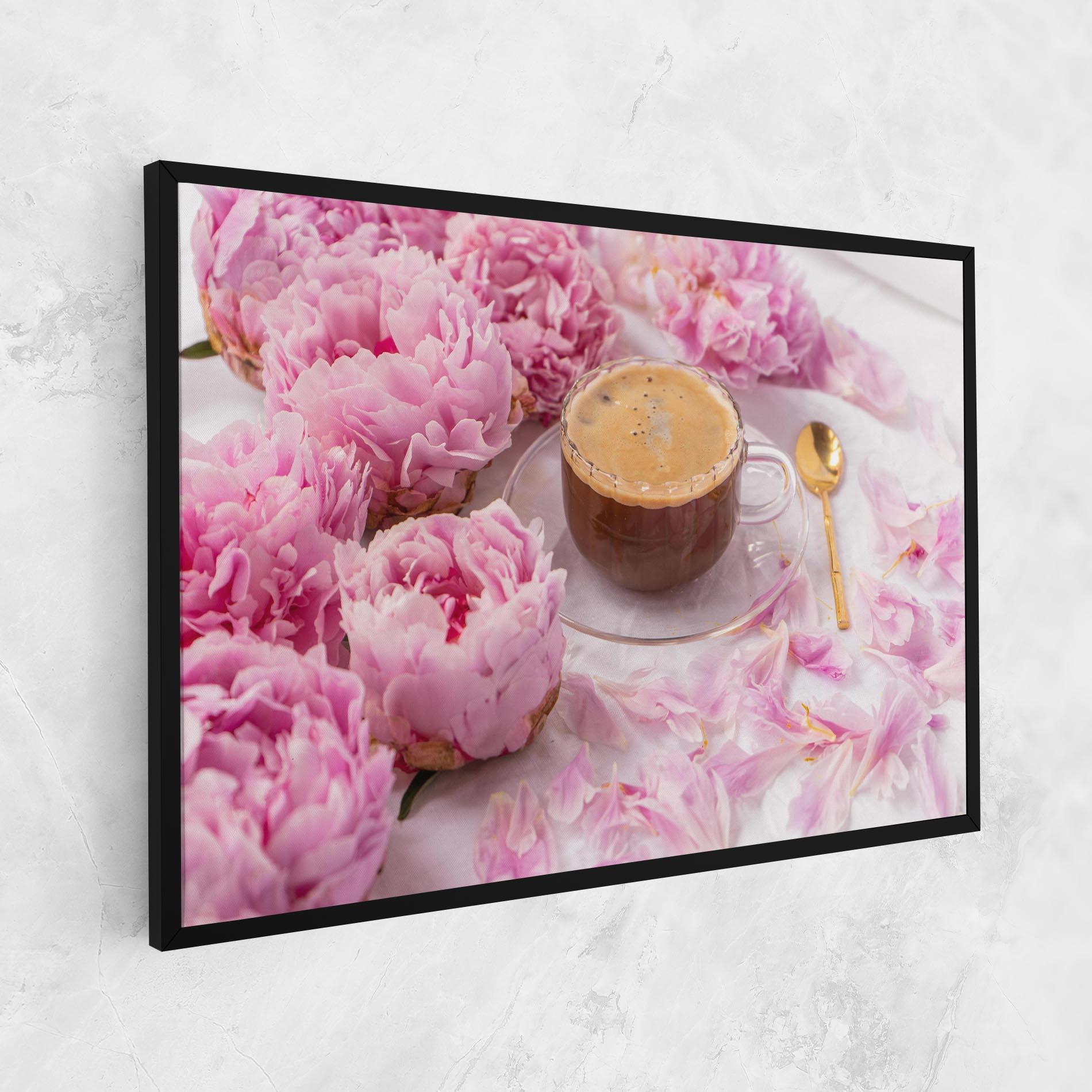 Картина на платно Peony And Coffee mockup 1