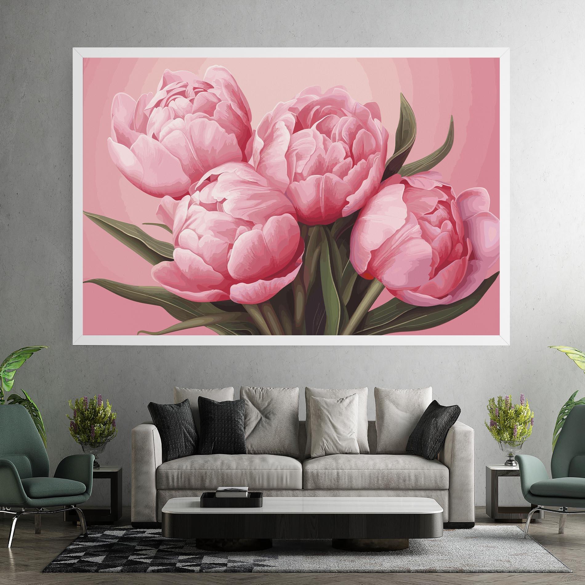 Картина на платно Peony On Pink mockup 7
