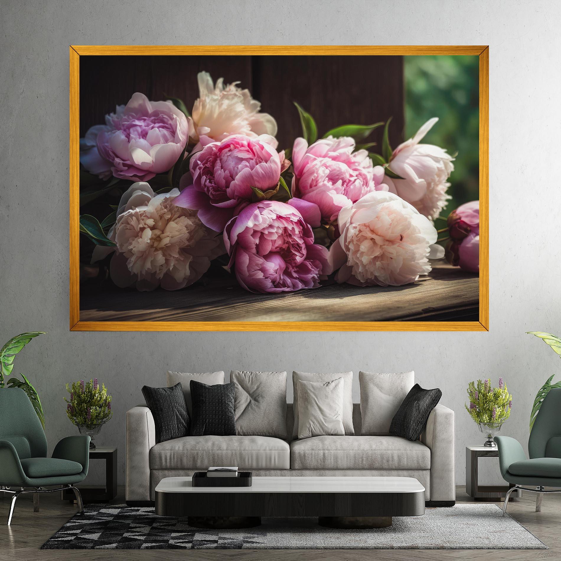 Картина на платно Peonies On The Table mockup 7