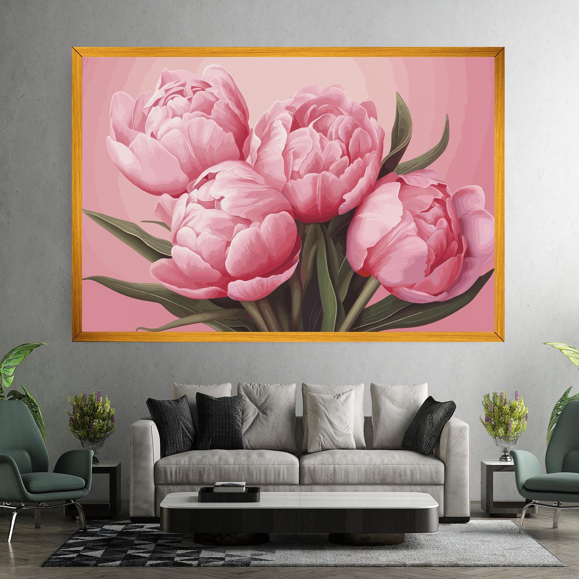 Картина на платно Peony On Pink mockup 7