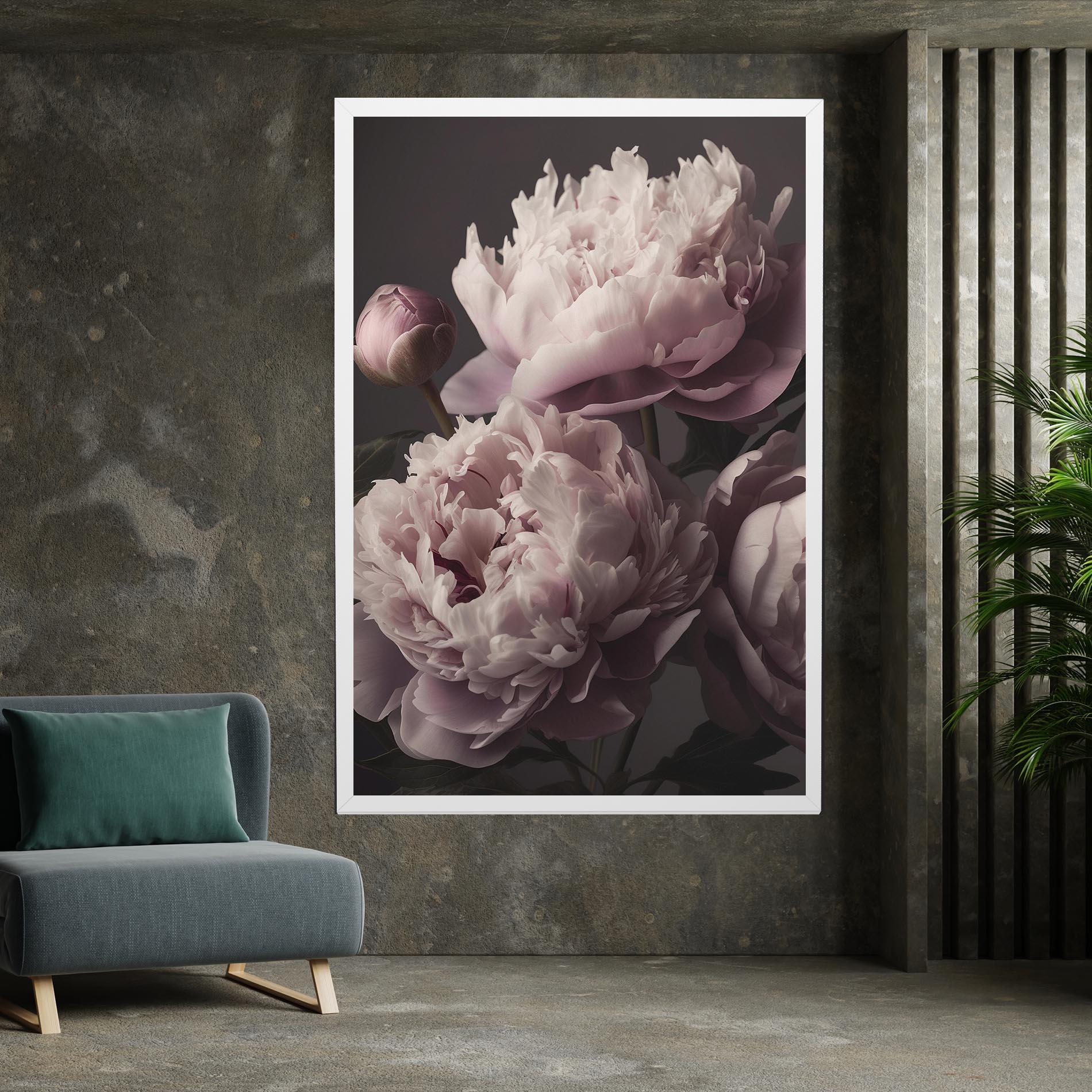 Картина на платно Grey Pastel Pink Peony mockup 7