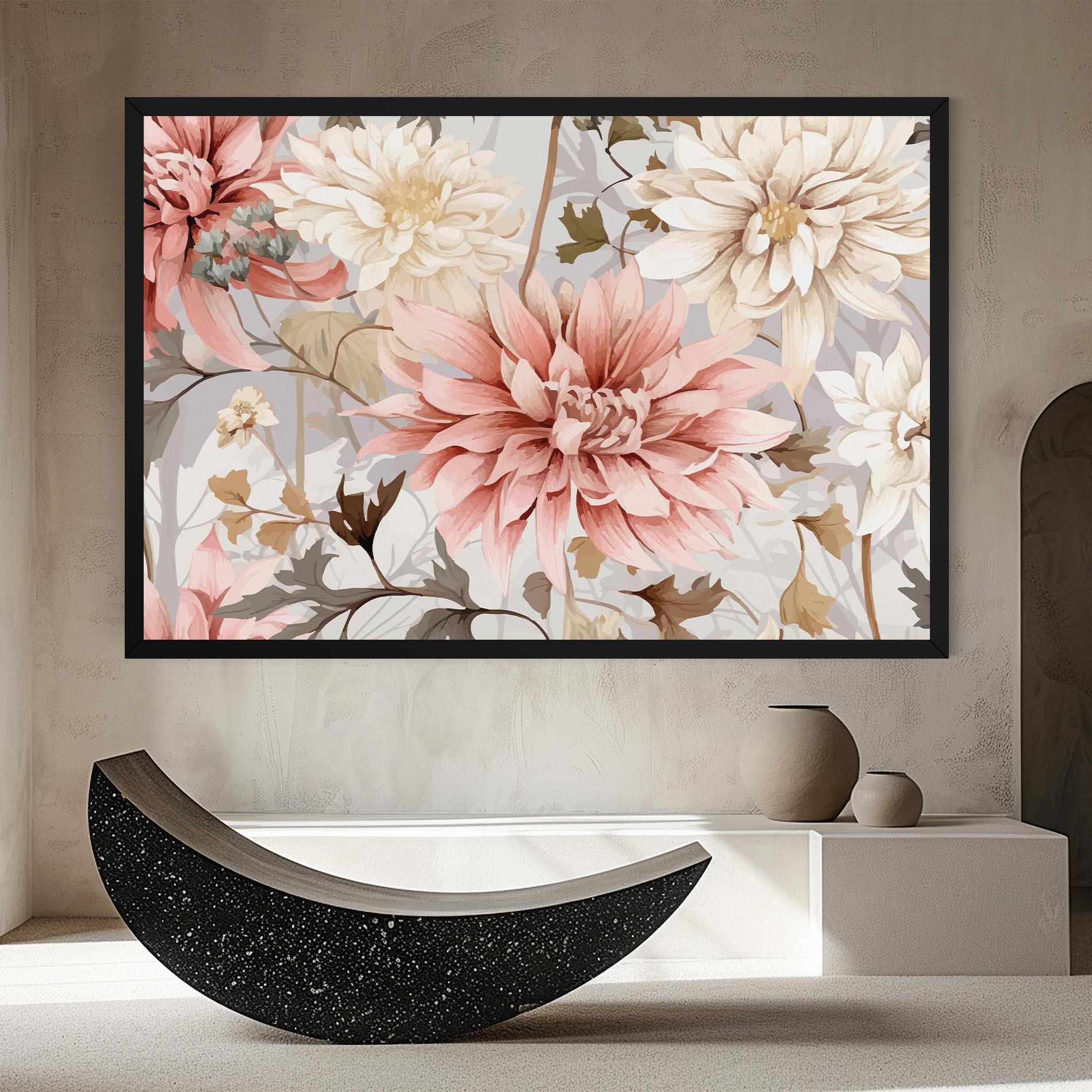 Картина на платно Pink Cream Open Peony mockup 8