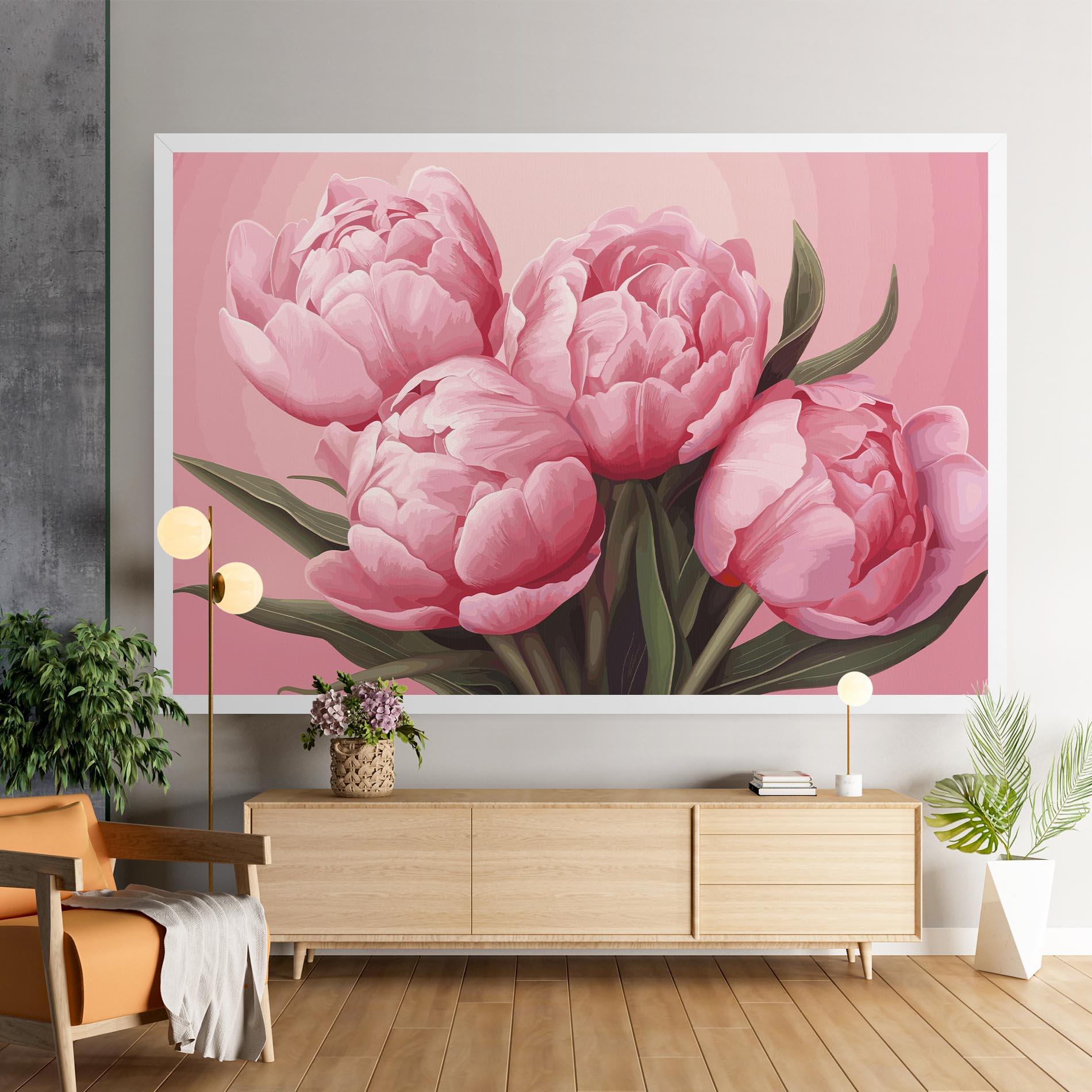 Картина на платно Peony On Pink mockup 9