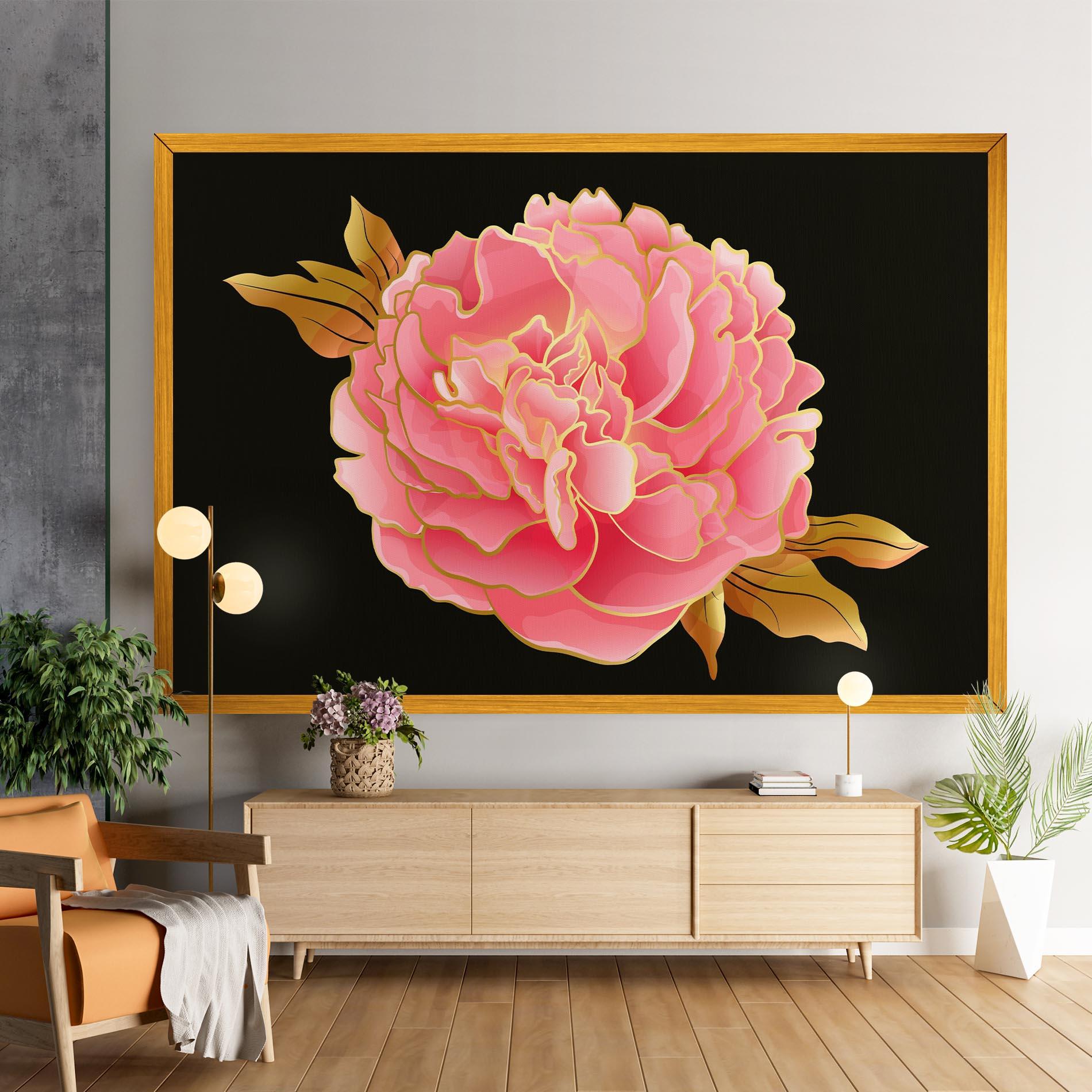Картина на платно Gold Pinkk Peony mockup 9
