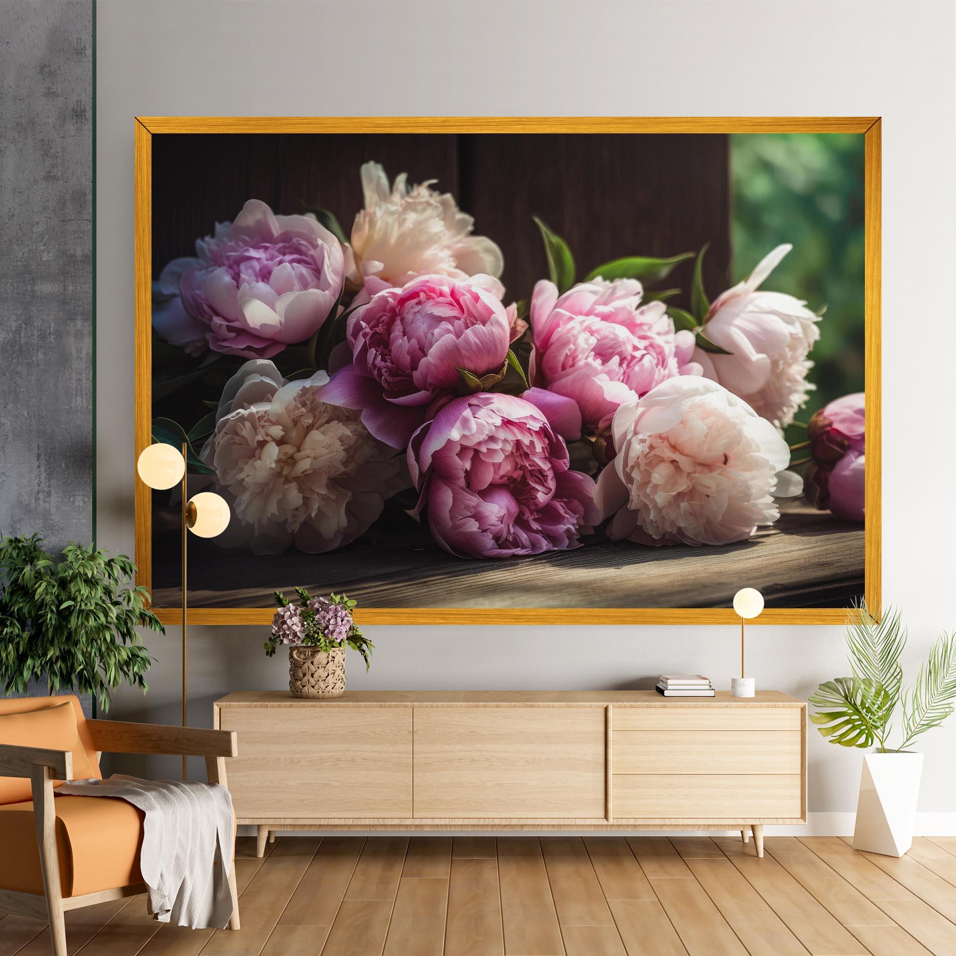 Картина на платно Peonies On The Table mockup 9