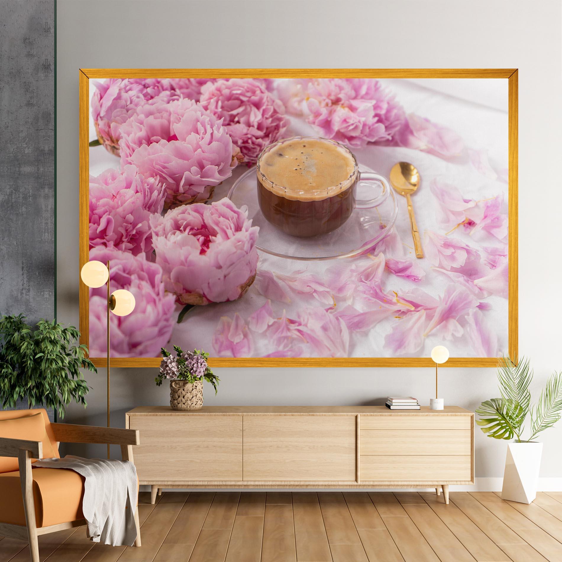 Картина на платно Peony And Coffee mockup 9
