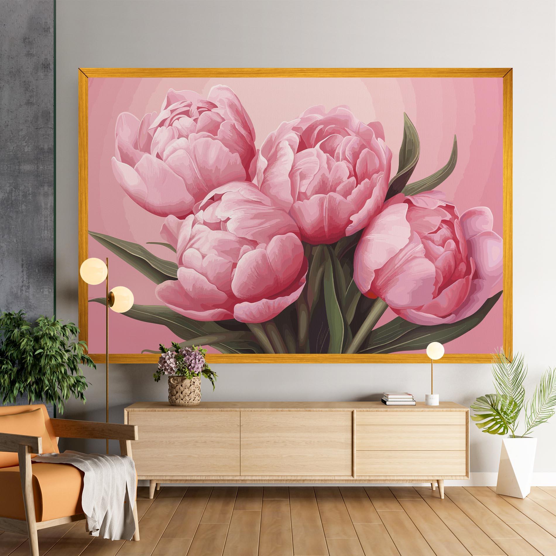 Картина на платно Peony On Pink mockup 9
