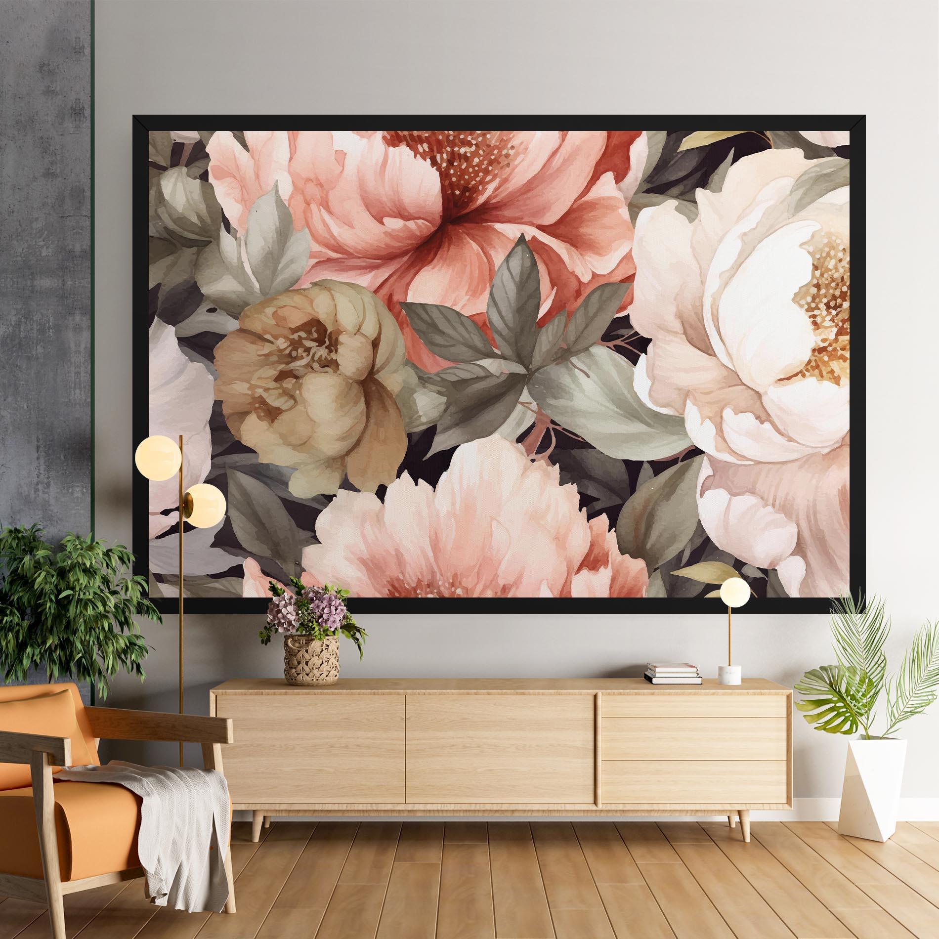 Картина на платно Cream Pink Peony mockup 9
