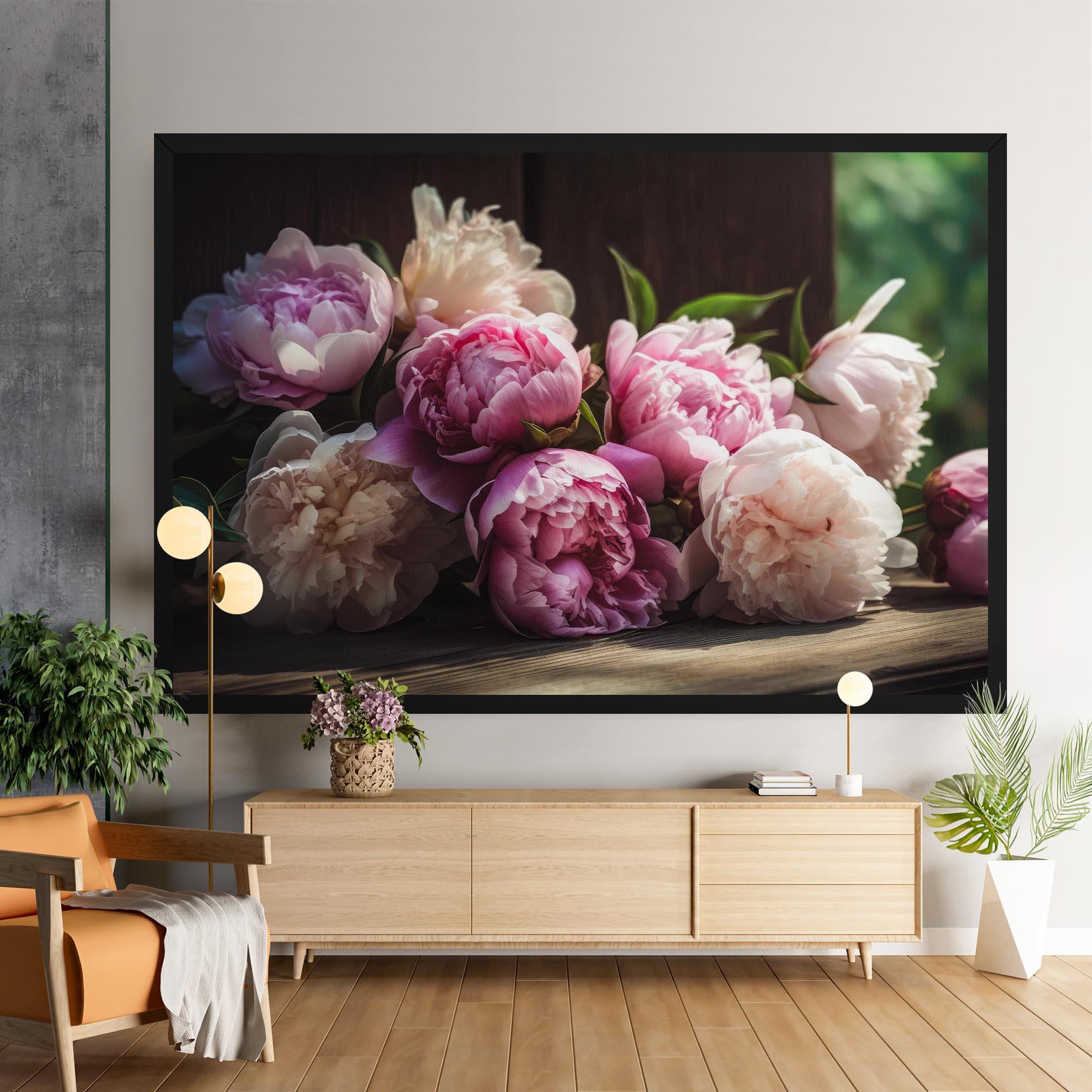 Картина на платно Peonies On The Table mockup 9