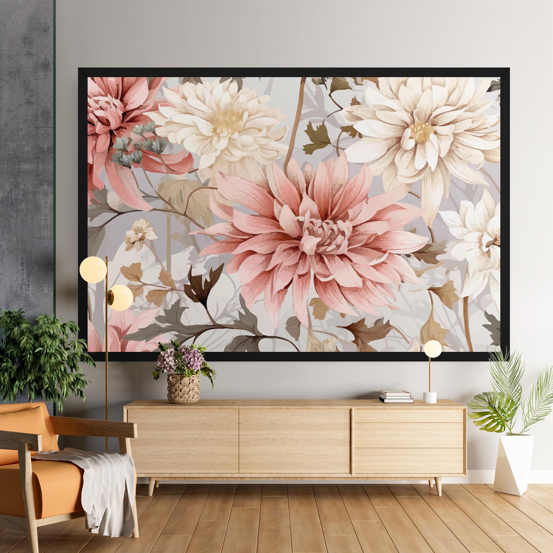 Картина на платно Pink Cream Open Peony mockup 9