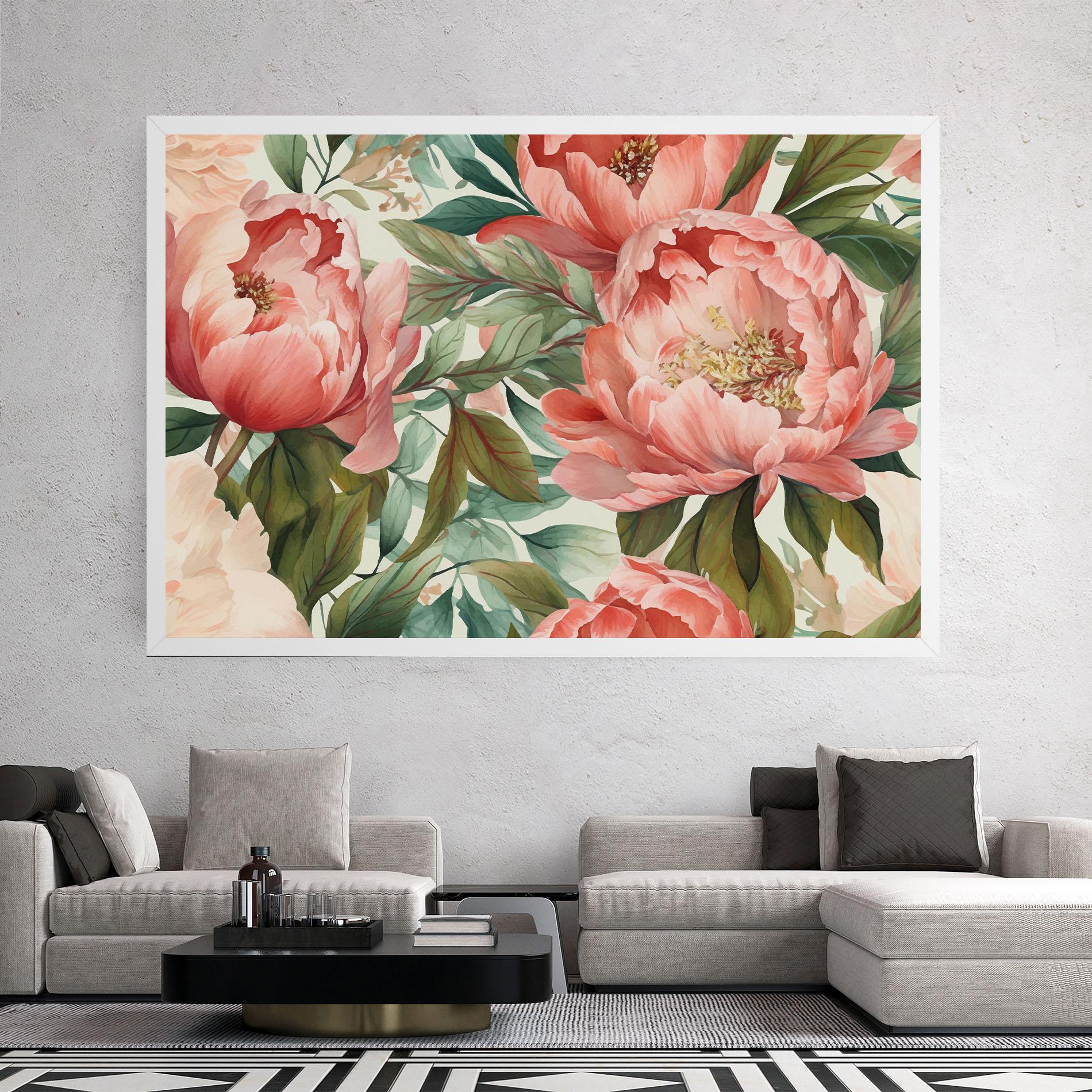 Картина на платно Light Red Peony mockup 2