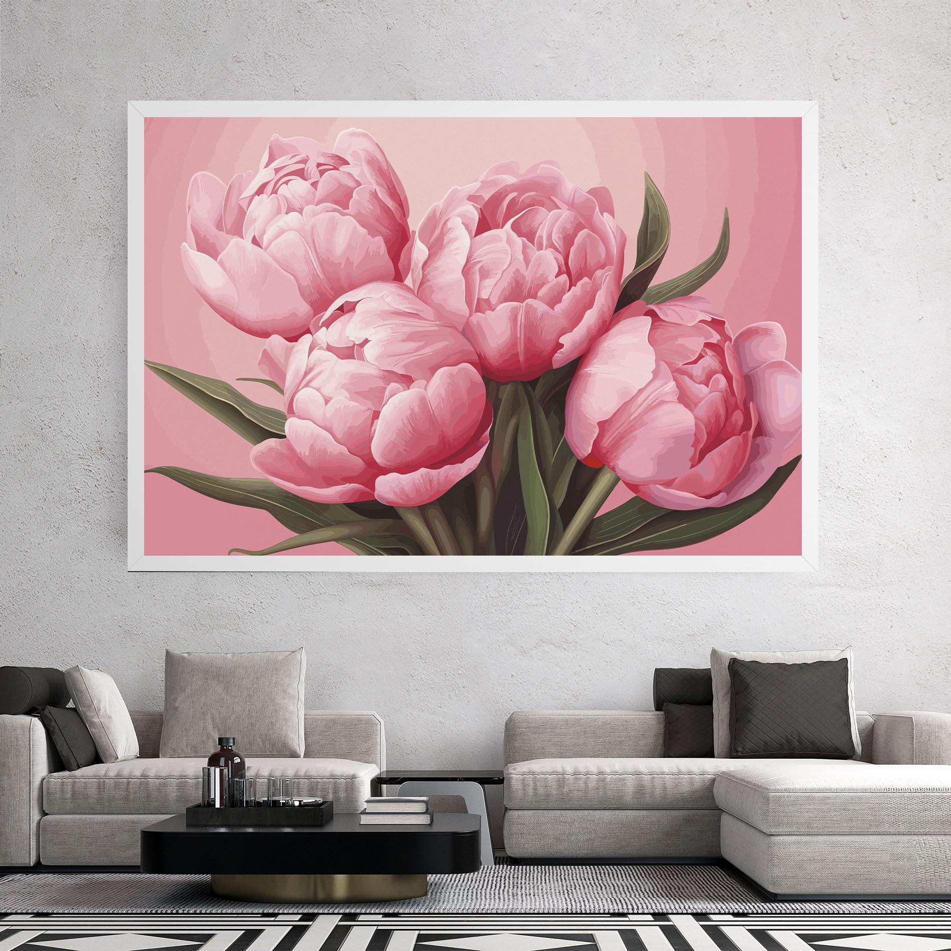 Картина на платно Peony On Pink mockup 2